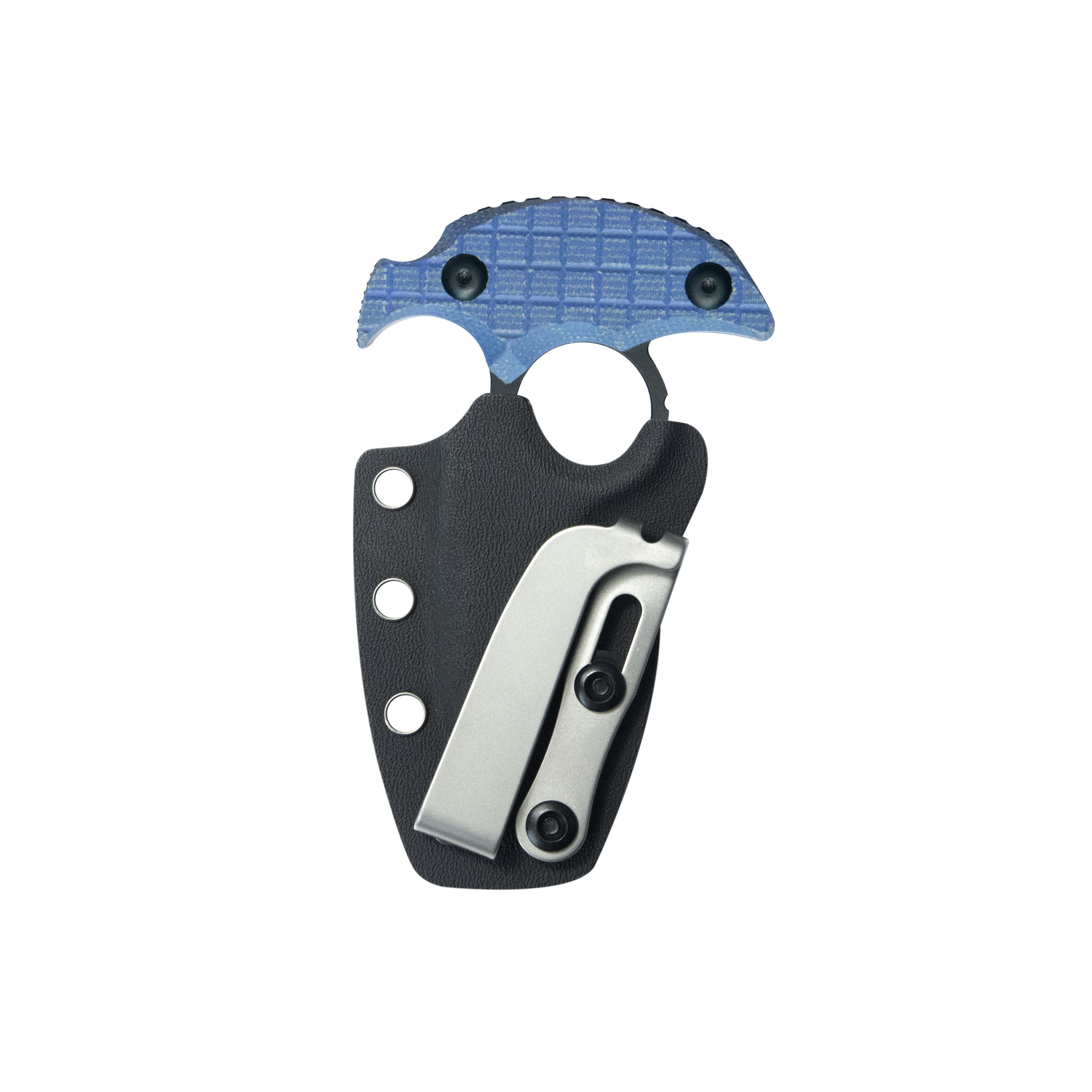 Kubey Cavy Fixed Blade Knife Blue Micarta Handle 2.95'' Blackwash 14C28N Blade KU403C