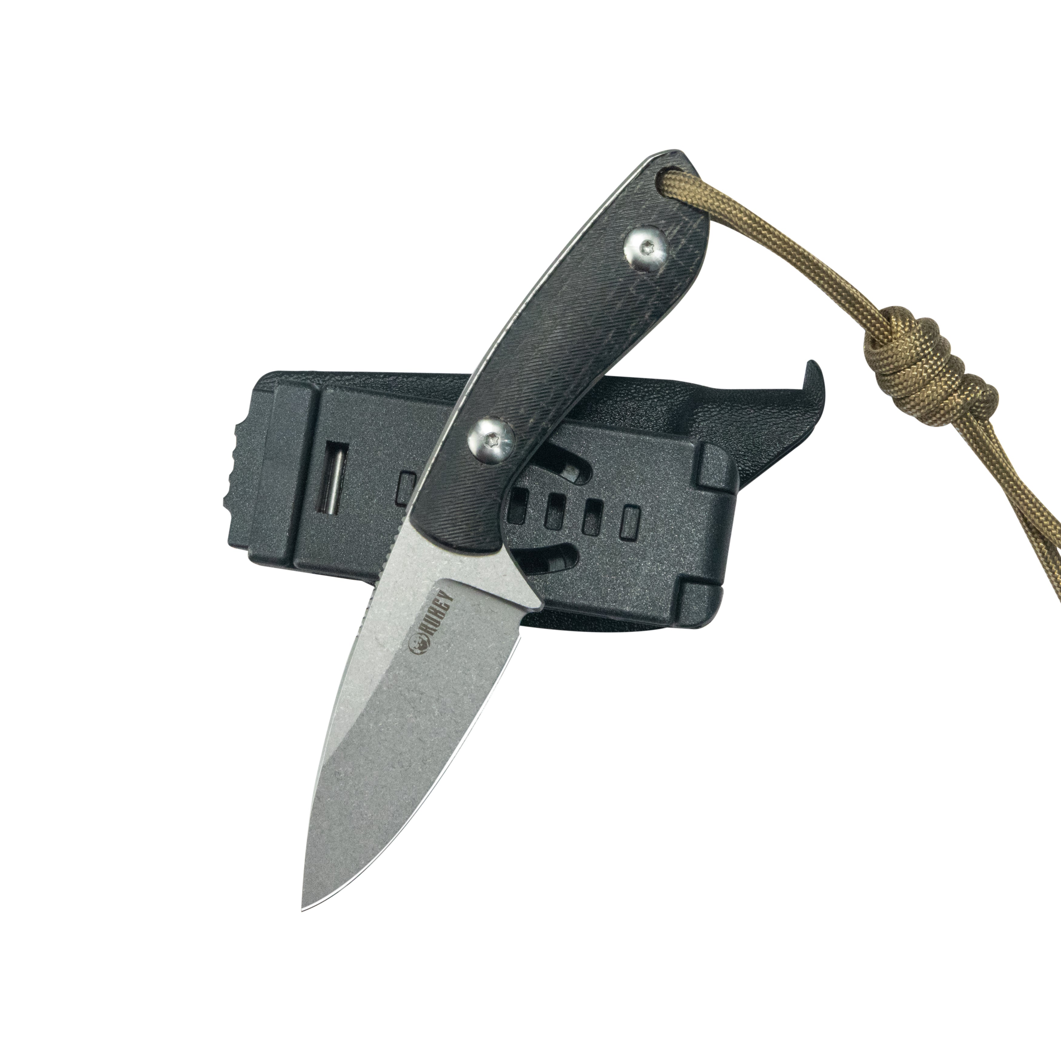 Kubey Bloom Fixed Blade Knife Black Coarse Micarta Handle 2.60" Beadblast 14C28N Blade KU411A