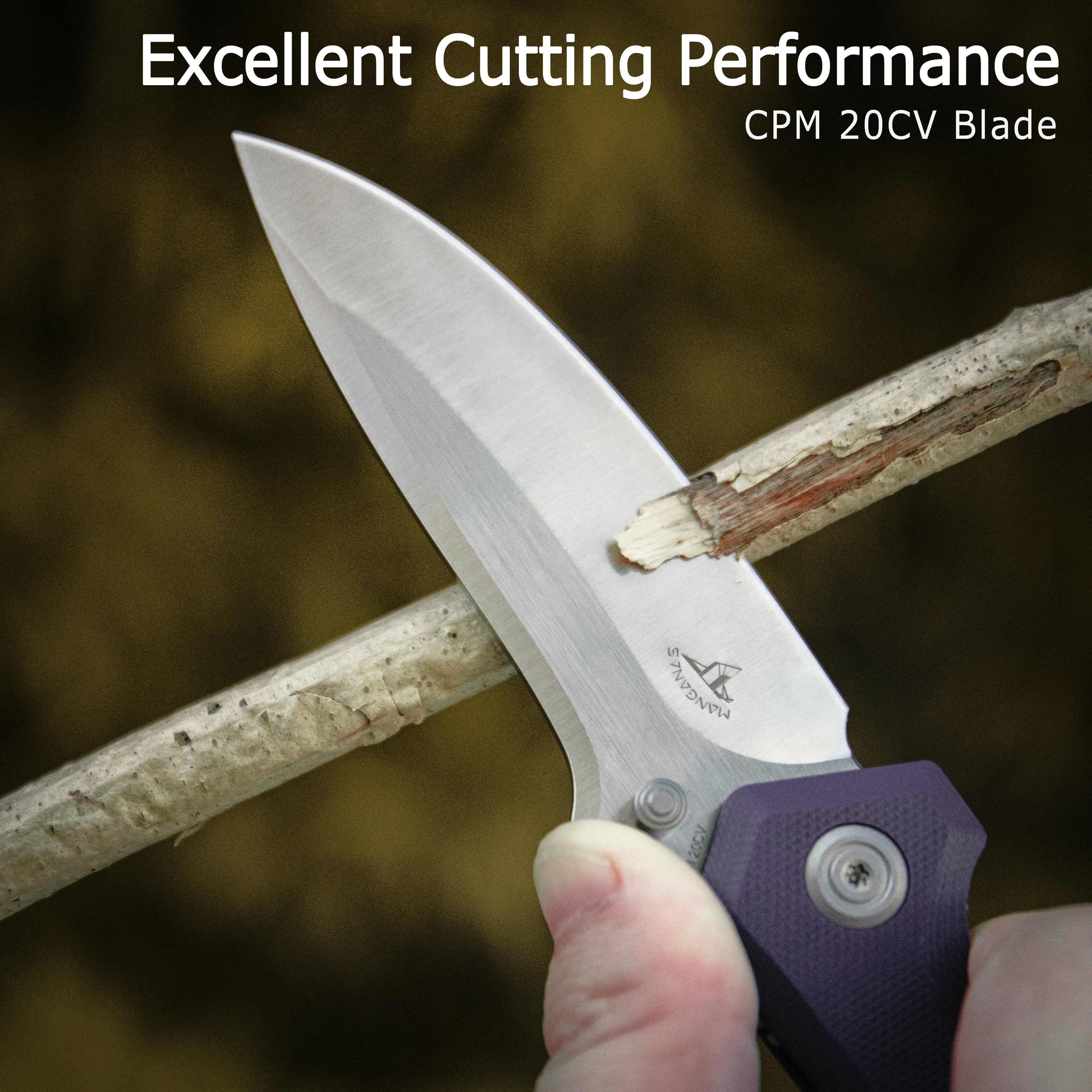 Ruckus Liner Lock Folding Knife Purple G10 Handle 2.8" Bead Blasted CPM 20CV KB314T