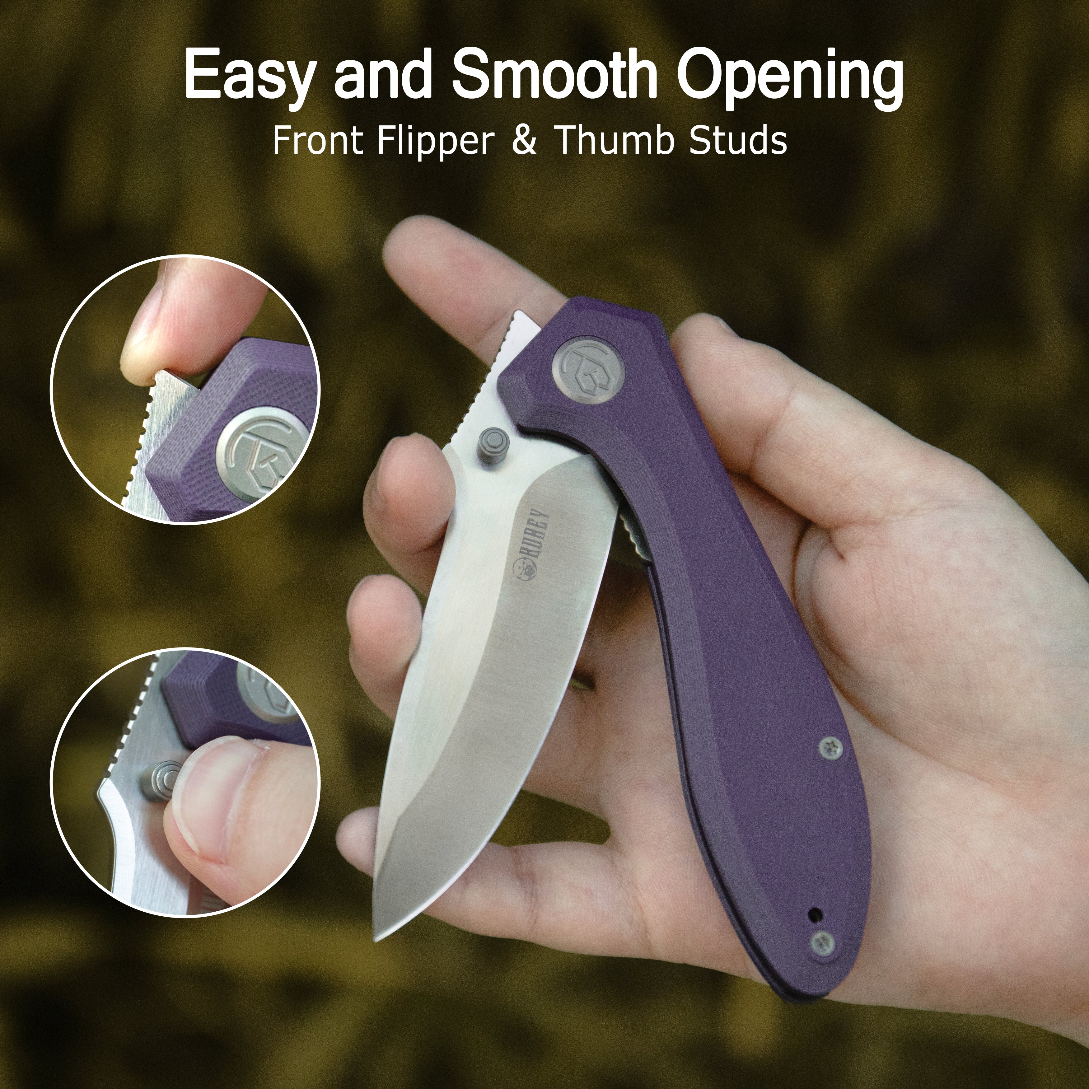 Ruckus Liner Lock Folding Knife Purple G10 Handle 2.8" Bead Blasted CPM 20CV KB314T