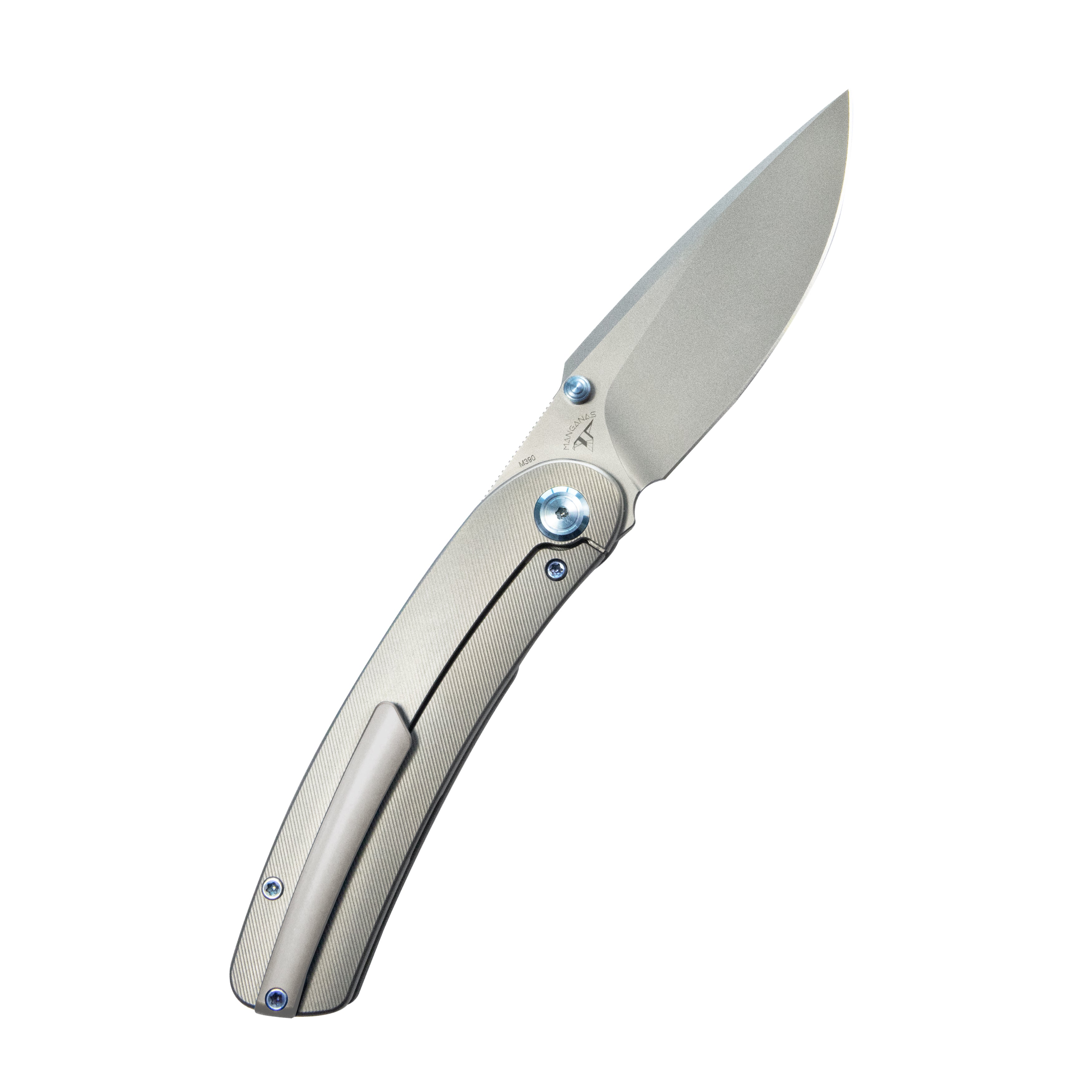 Kubey Momentum Frame Lock Front Flipper Pocket Folding Knife Grey Titanium Handle 3.43" Beadblast M390 KB386A