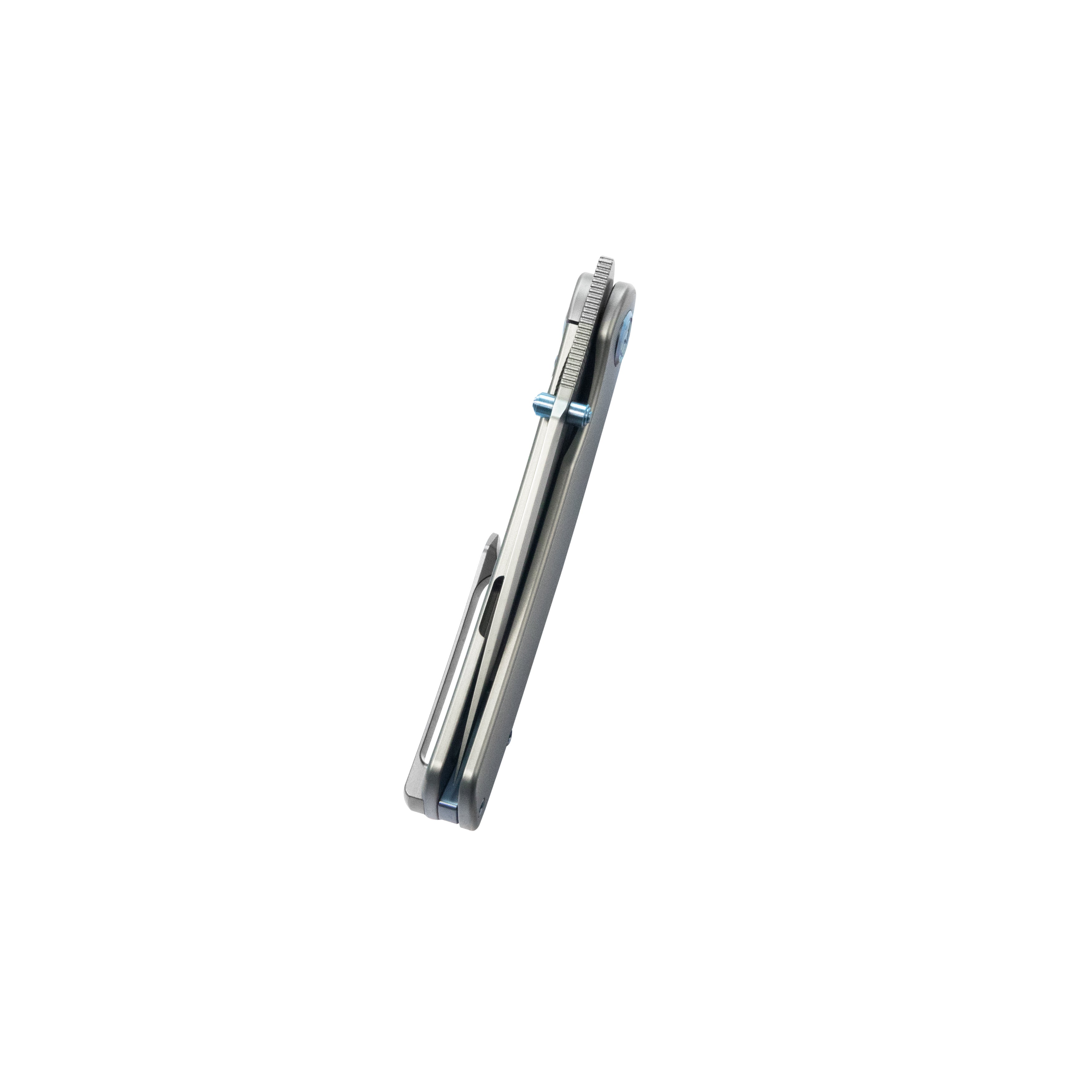 Kubey Momentum Frame Lock Front Flipper Pocket Folding Knife Grey Titanium Handle 3.43" Beadblast M390 KB386A