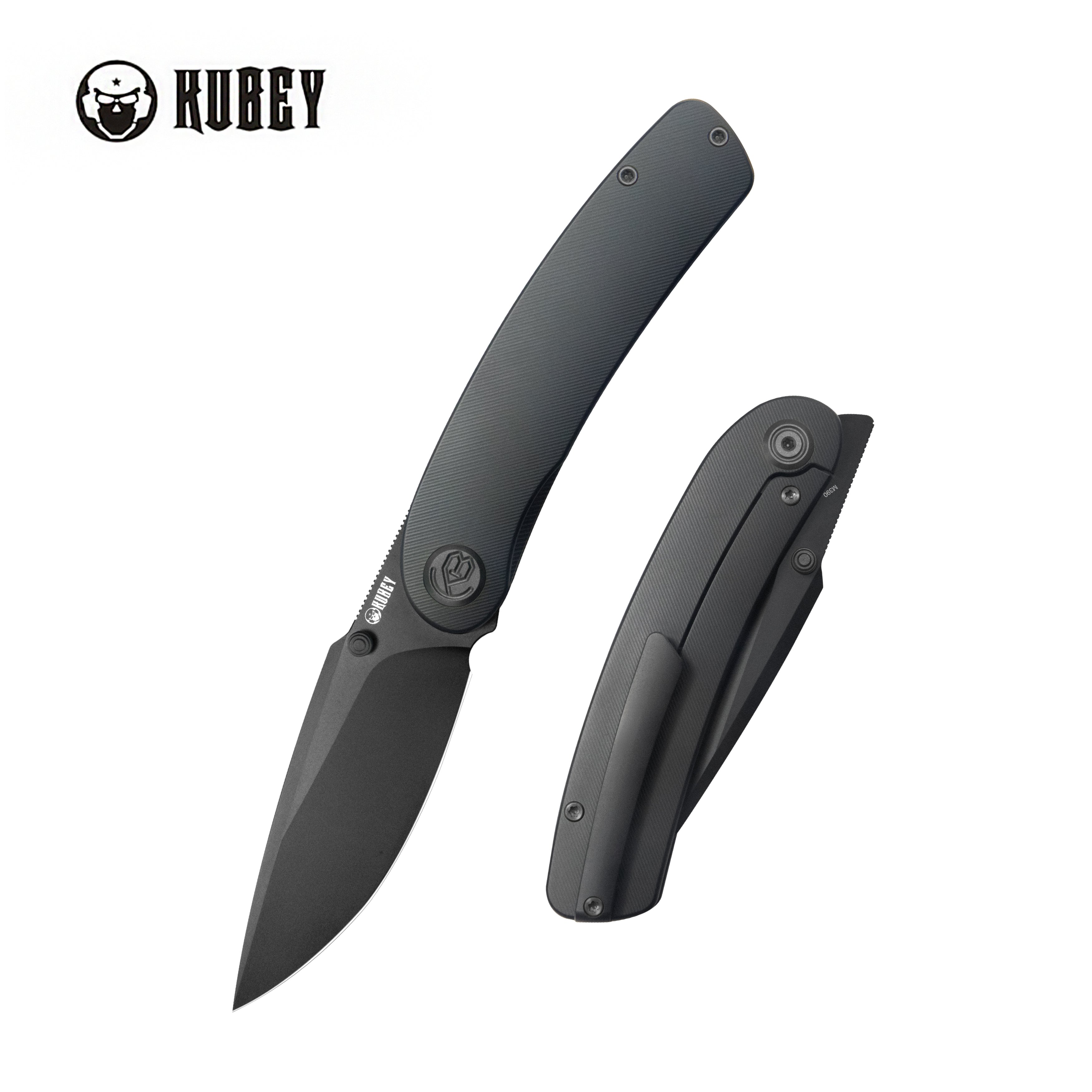 Kubey Momentum Frame Lock Front Flipper Pocket Folding Knife DLC Titanium Handle DLC M390 Blade KB386D