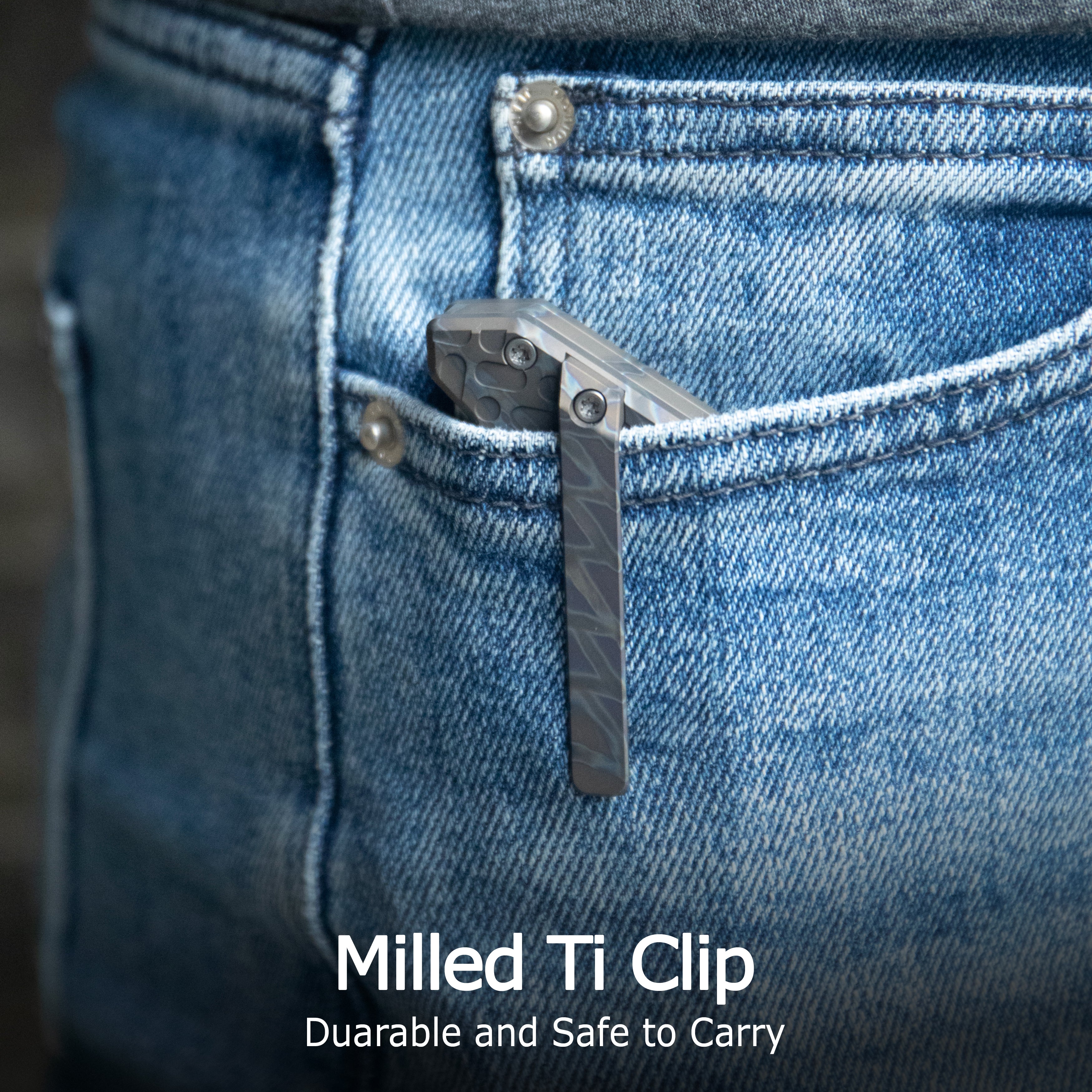 Kubey Hamster Frame Lock Folding Knife Grey Titanium Handle 3.46" Satin 14C28N Blade KU402A