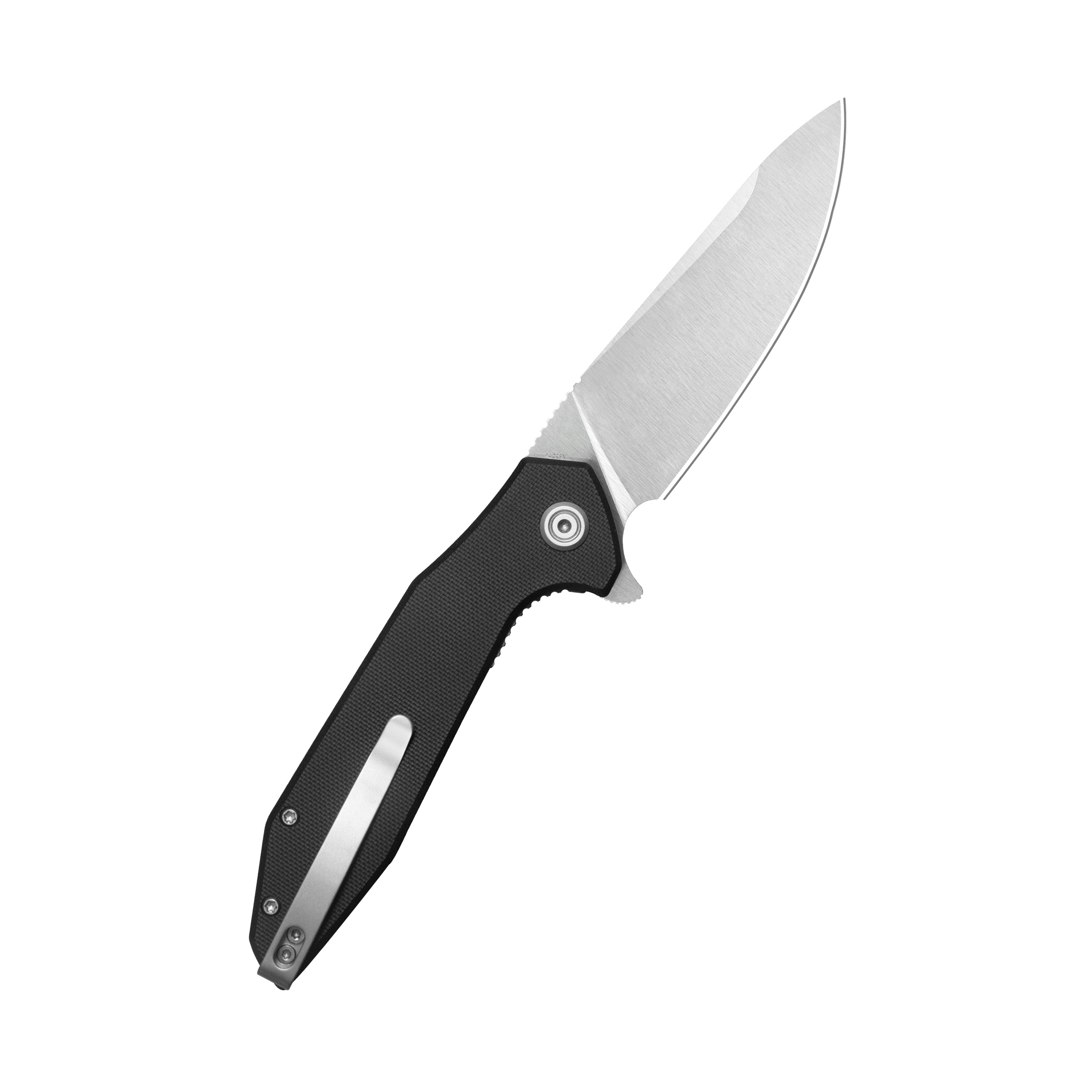 Kubey Nova Liner Lock Flipper Folding Pocket Knife Black G10 Handle Satin 14C28N KU117L