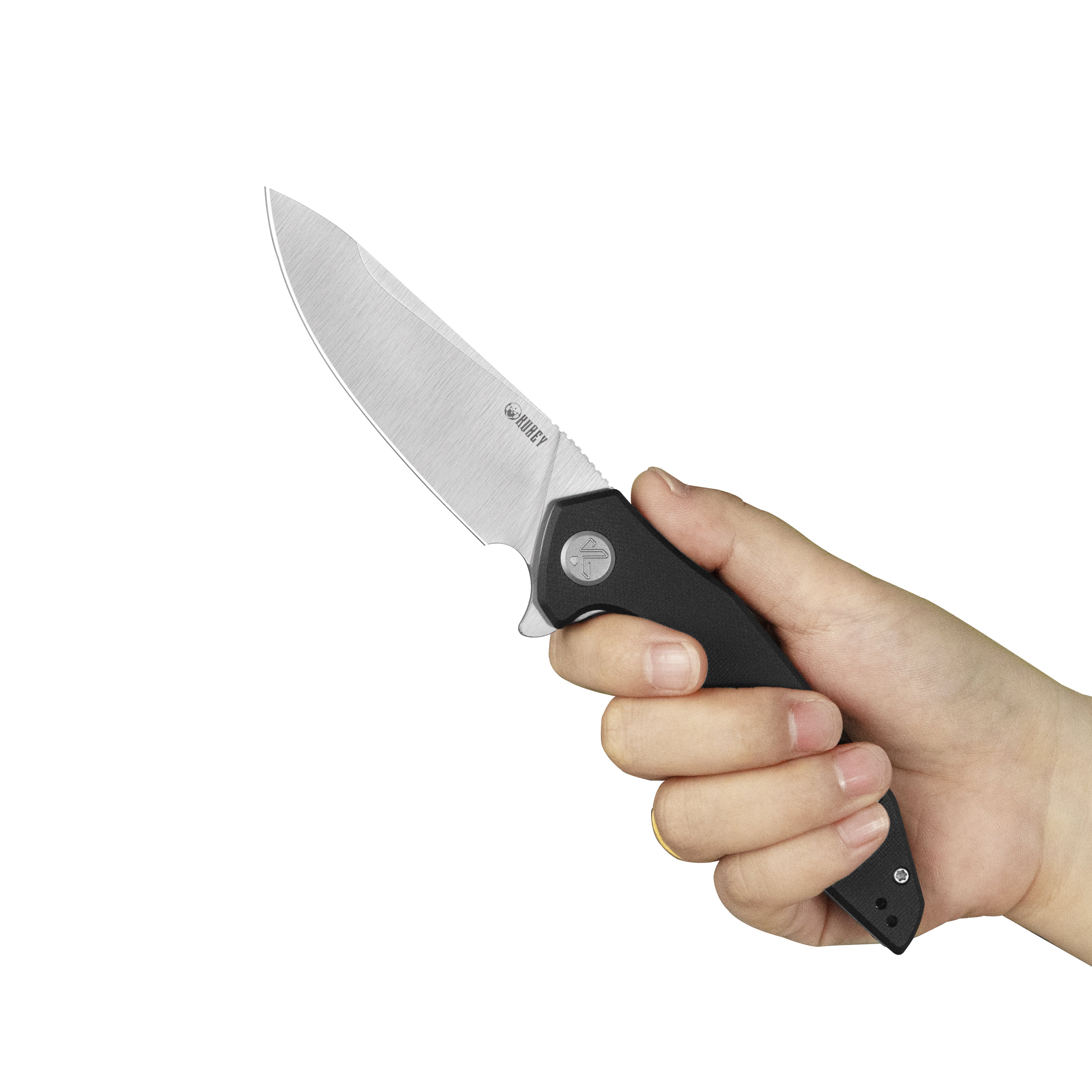 Kubey Nova Liner Lock Flipper Folding Pocket Knife Black G10 Handle Satin 14C28N KU117L