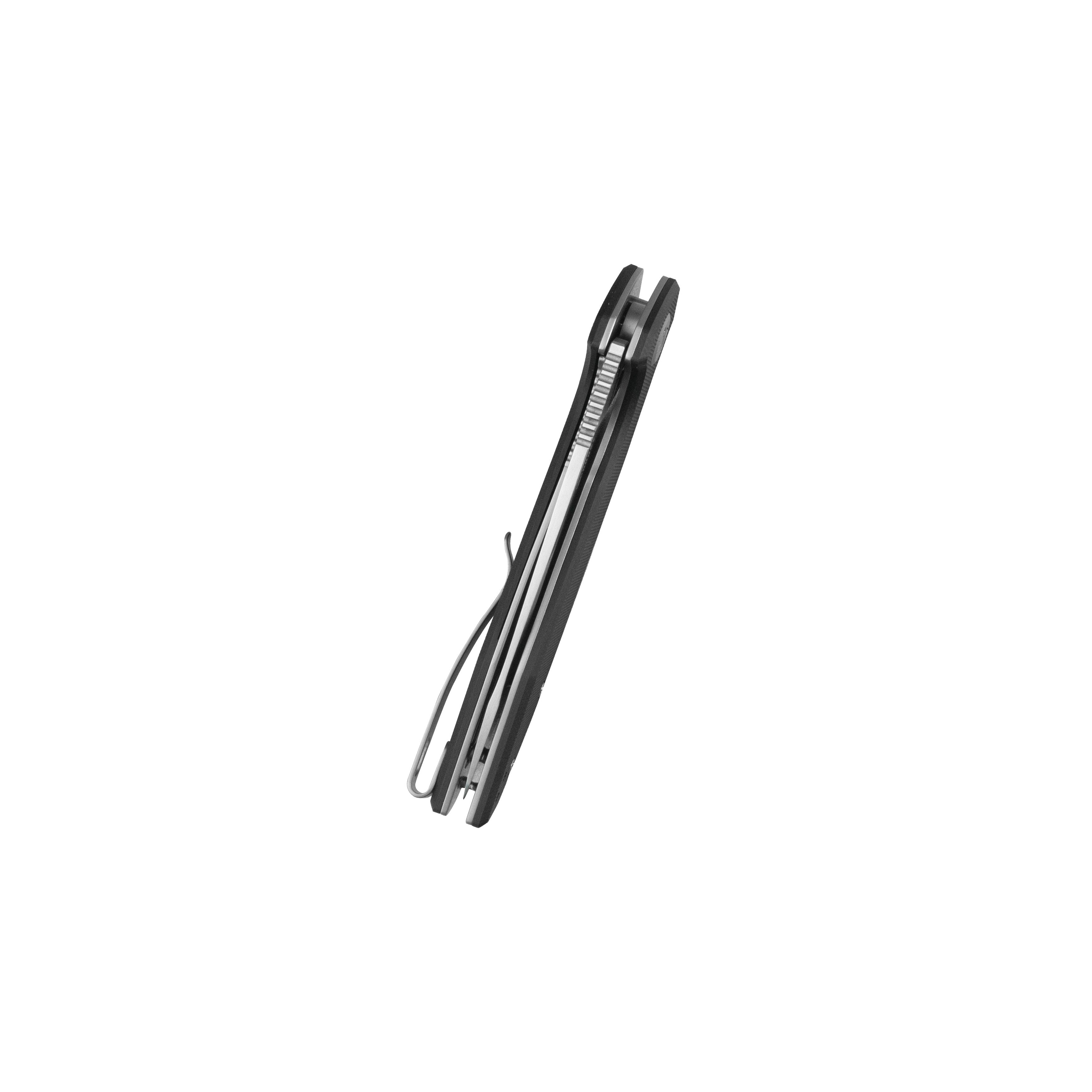 Kubey Nova Liner Lock Flipper Folding Pocket Knife Black G10 Handle Satin 14C28N KU117L