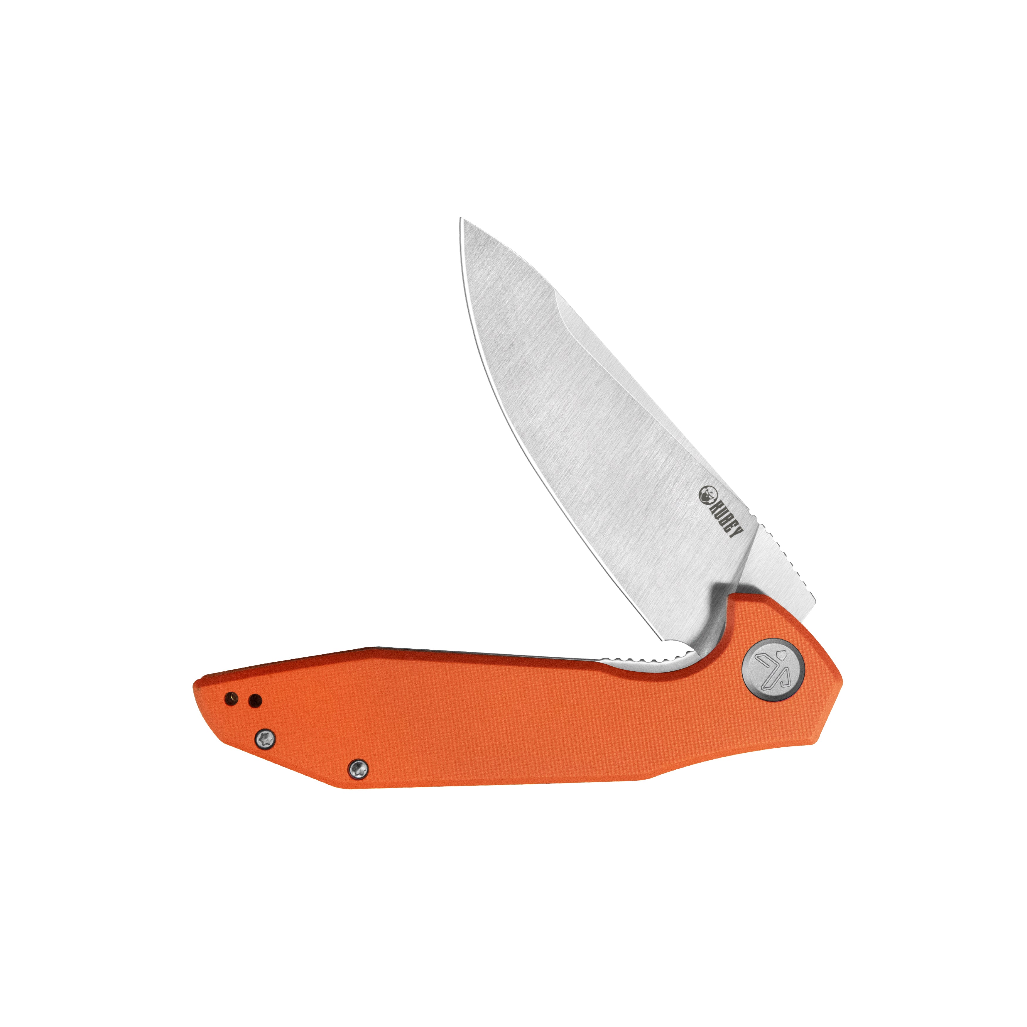 Kubey Nova Liner Lock Flipper Folding Pocket Knife Orange G10 Handle Satin 14C28N KU117M