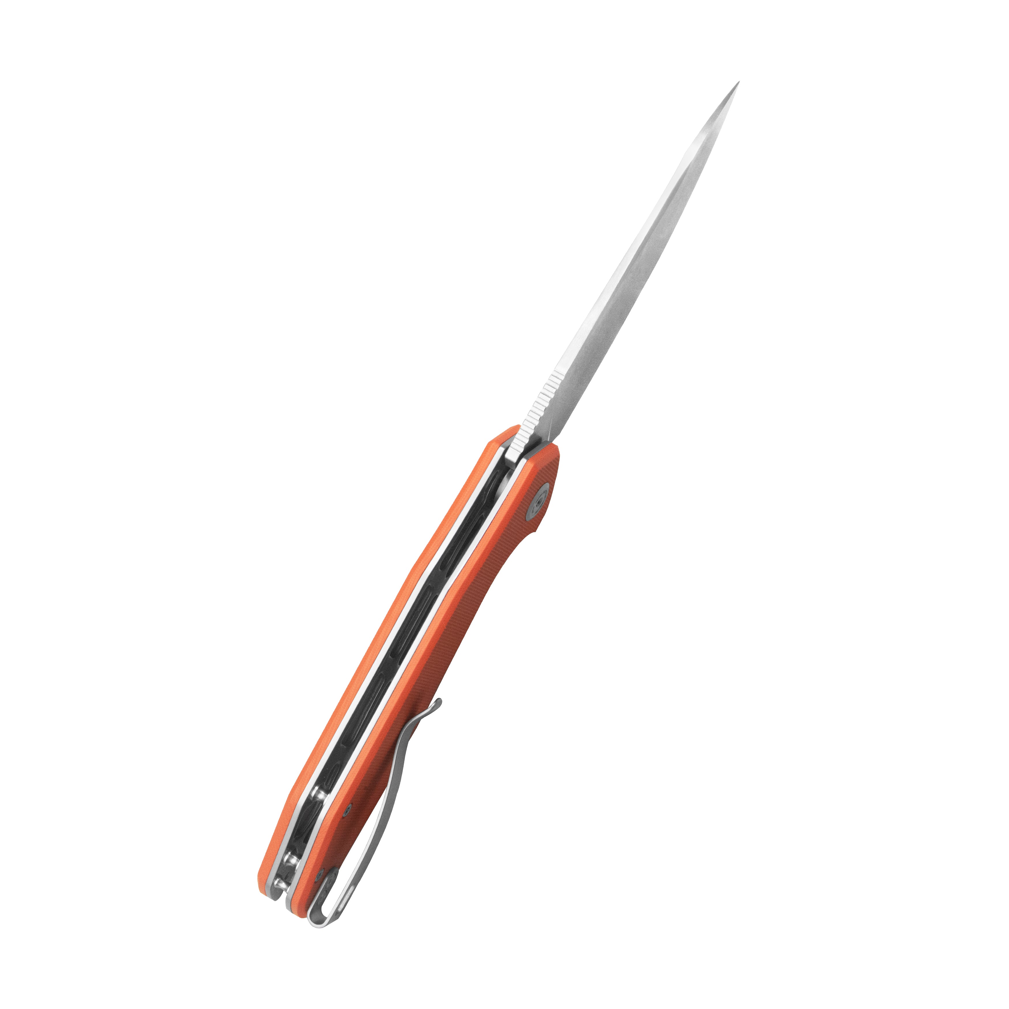 Kubey Nova Liner Lock Flipper Folding Pocket Knife Orange G10 Handle Satin 14C28N KU117M