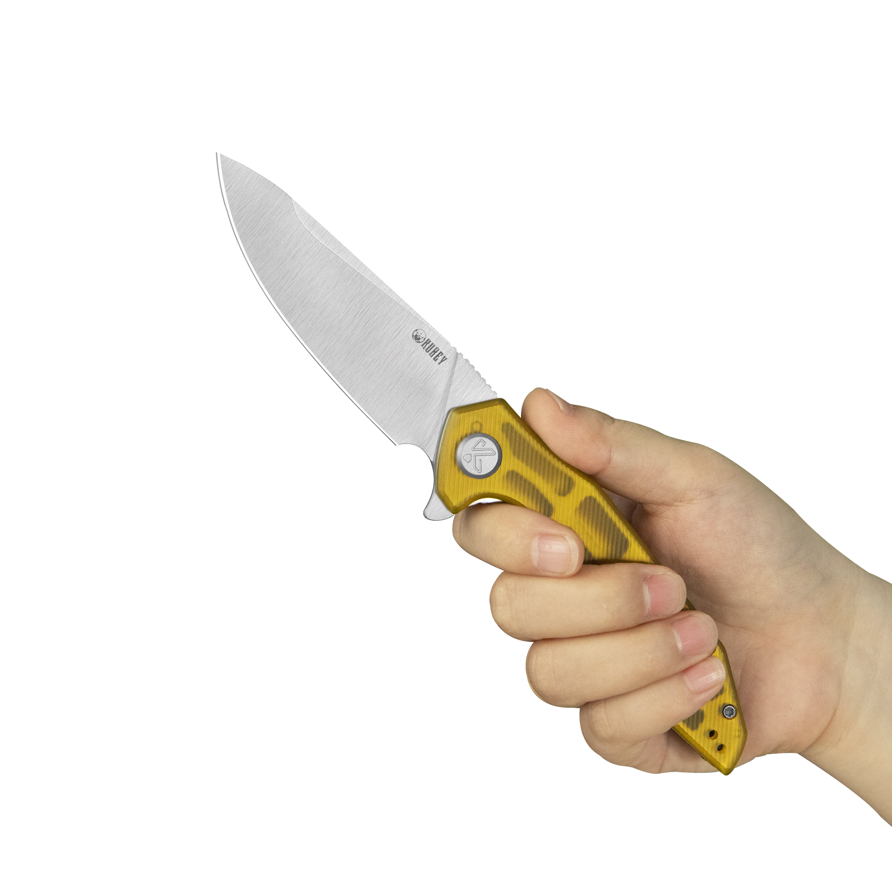 Kubey Nova Liner Lock Flipper Folding Pocket Knife Ultem Handle Satin 14C28N KU117N