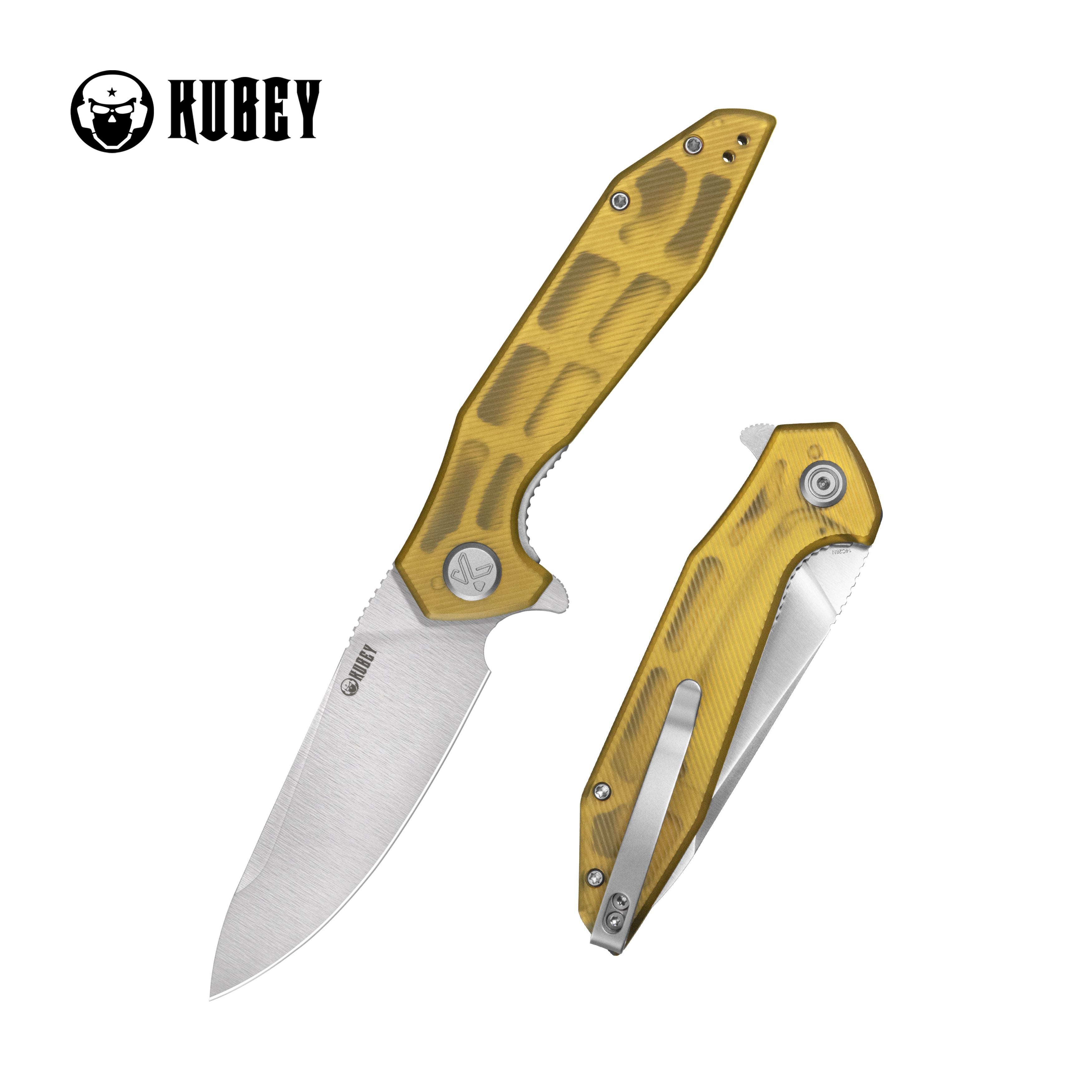 Kubey Nova Liner Lock Flipper Folding Pocket Knife Ultem Handle Satin 14C28N KU117N