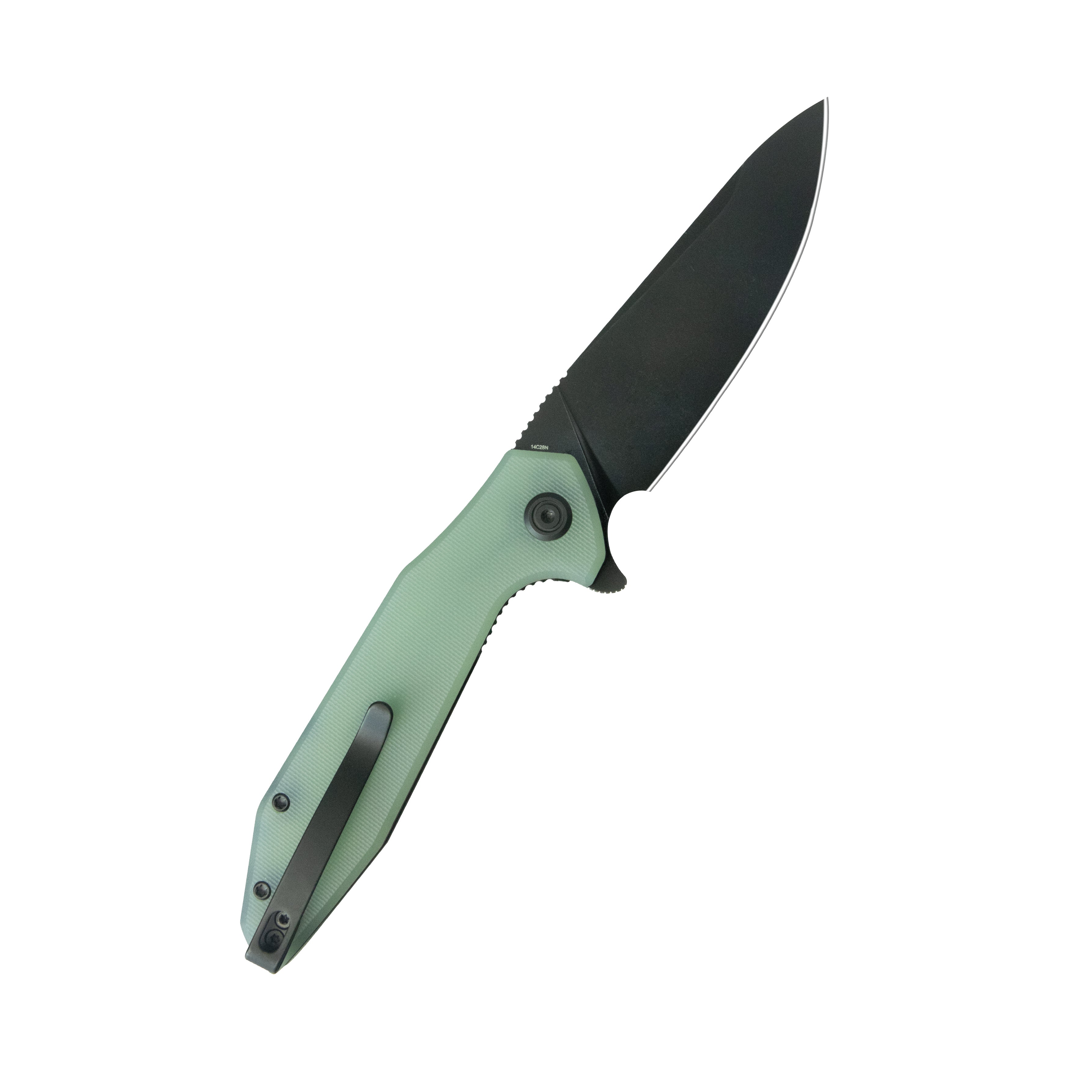 Kubey Nova Liner Lock Flipper Folding Pocket Knife Jade G-10 Handle Blackwash 14C28N KU117O