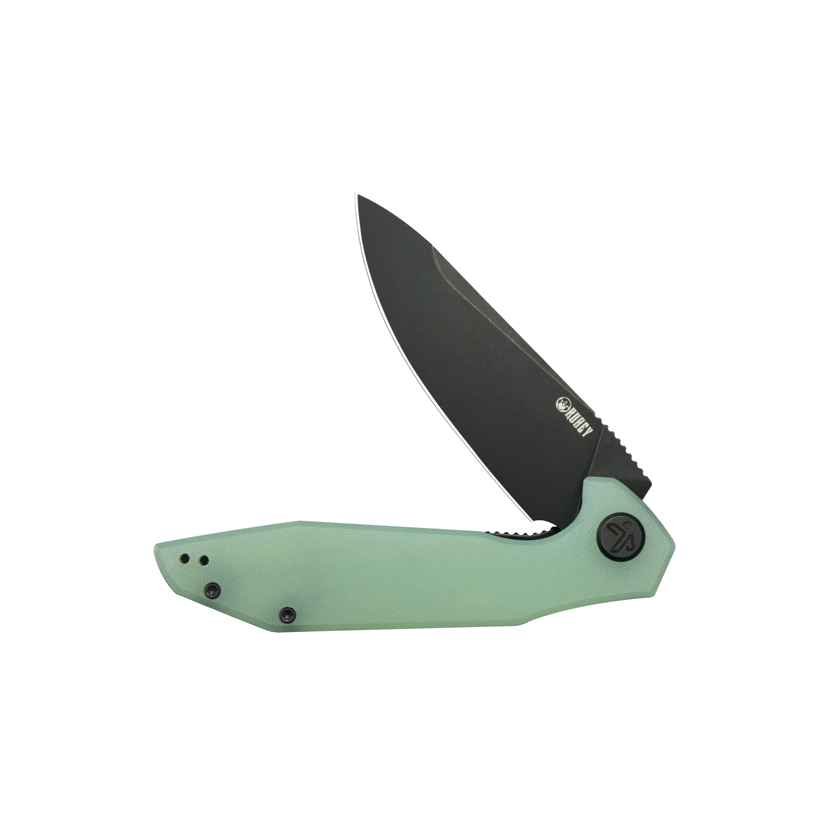 Kubey Nova Liner Lock Flipper Folding Pocket Knife Jade G-10 Handle Blackwash 14C28N KU117O