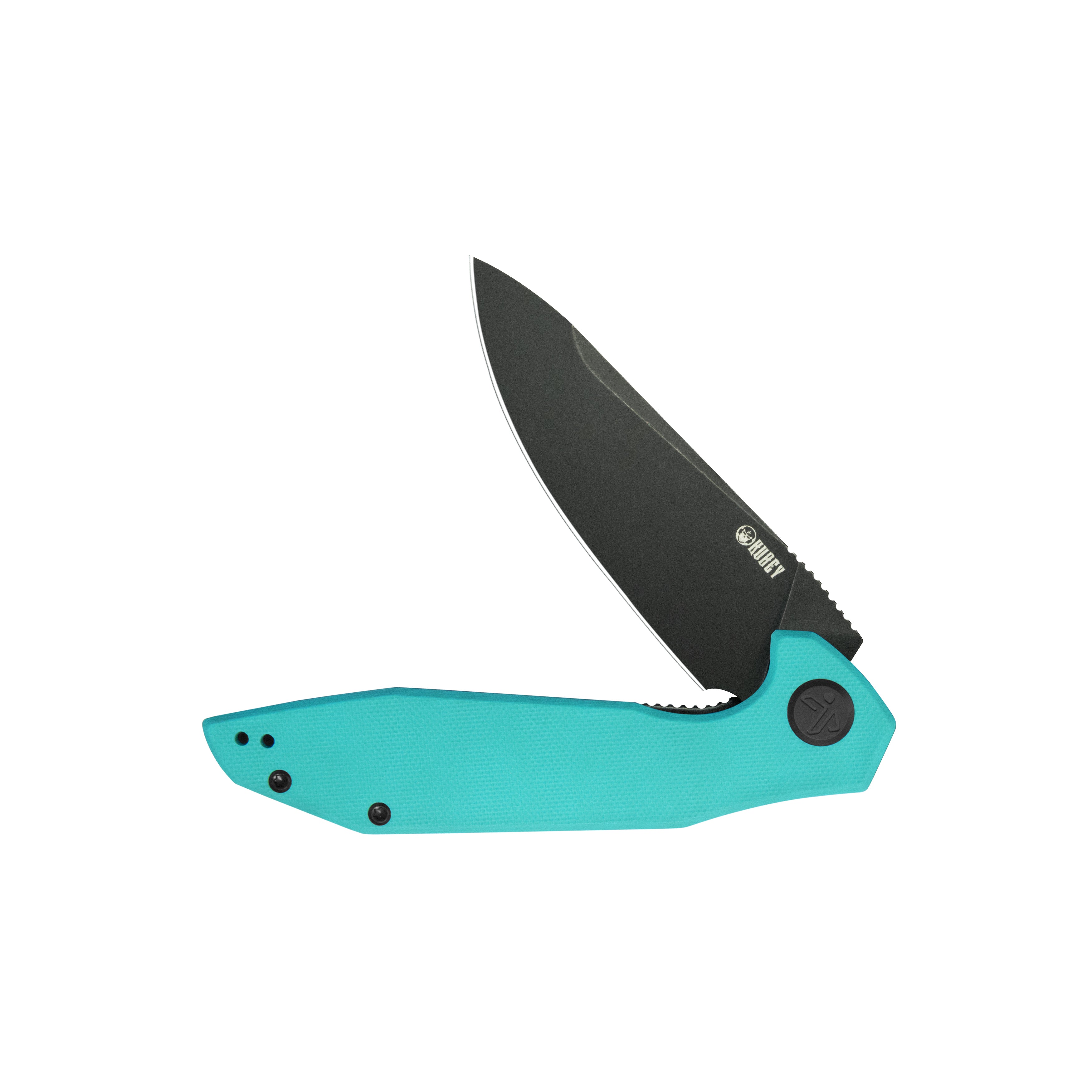 Kubey Nova Liner Lock Flipper Folding Pocket Knife Blue G-10 Handle Blackwash 14C28N KU117S