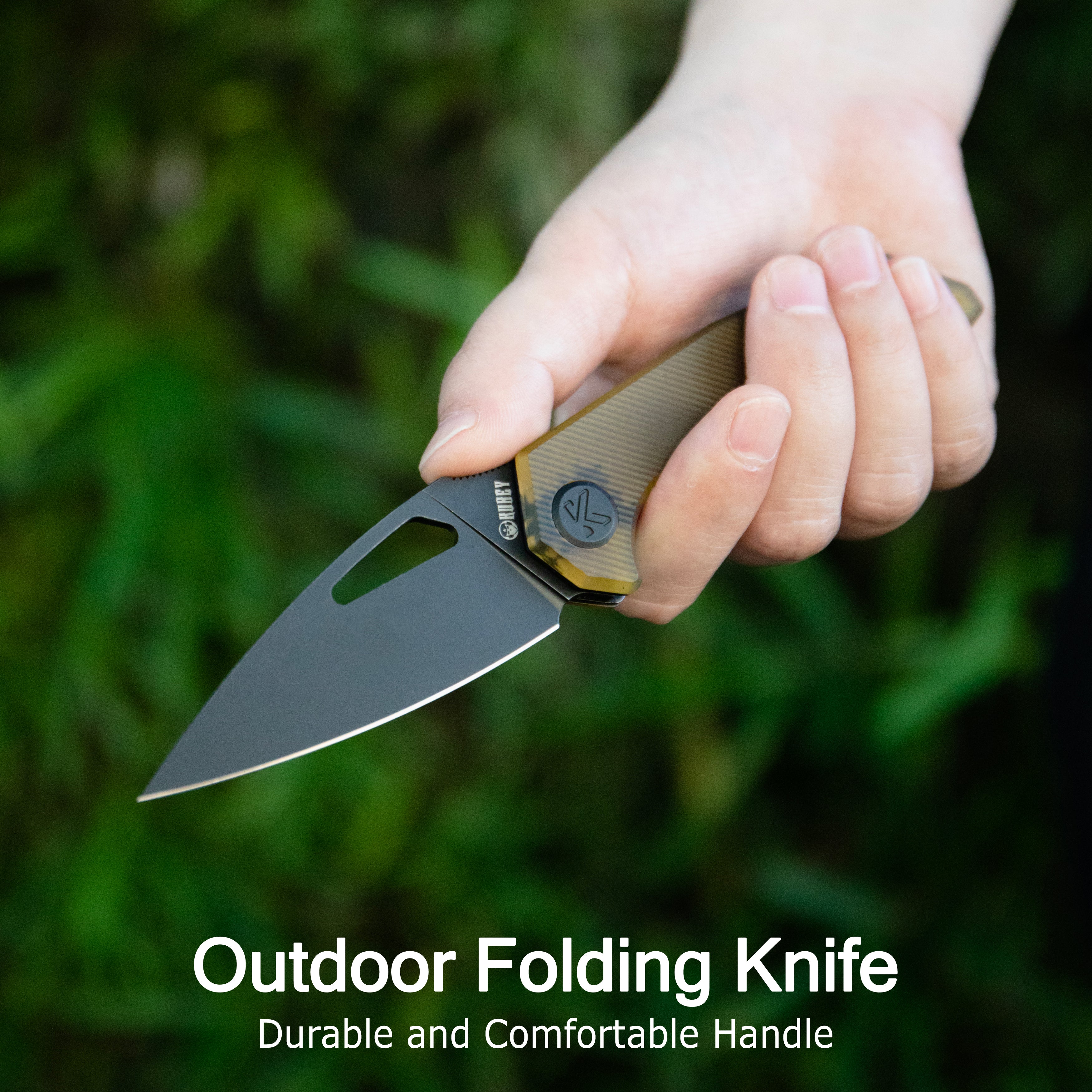 Kubey Coeus Liner Lock Thumb Open Folding Knife Blue G10 Handle EDC knives 3.11" Blackwash 14C28N KU122Y