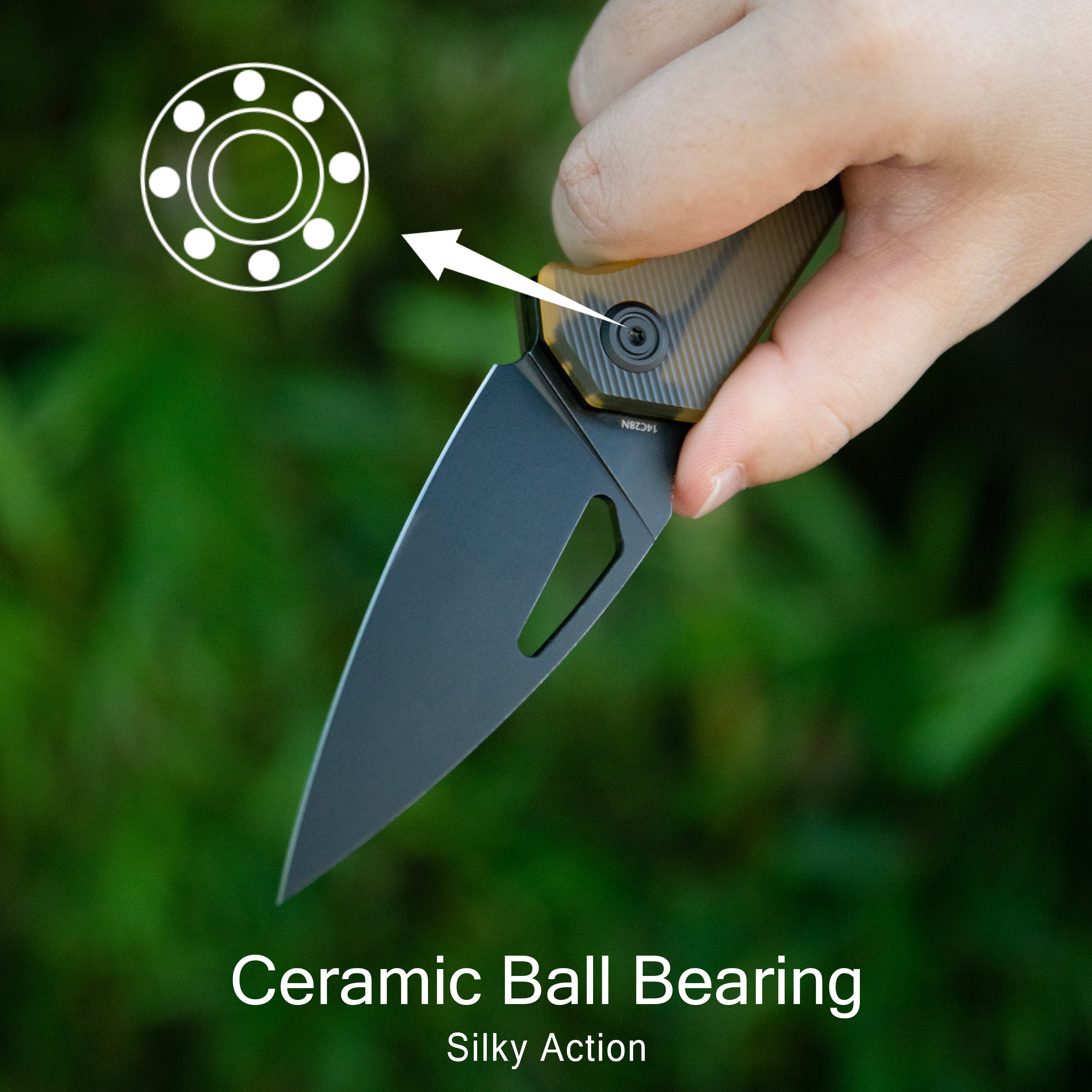 Kubey Coeus Liner Lock Thumb Open Folding Knife Blue G10 Handle EDC knives 3.11" Blackwash 14C28N KU122Y