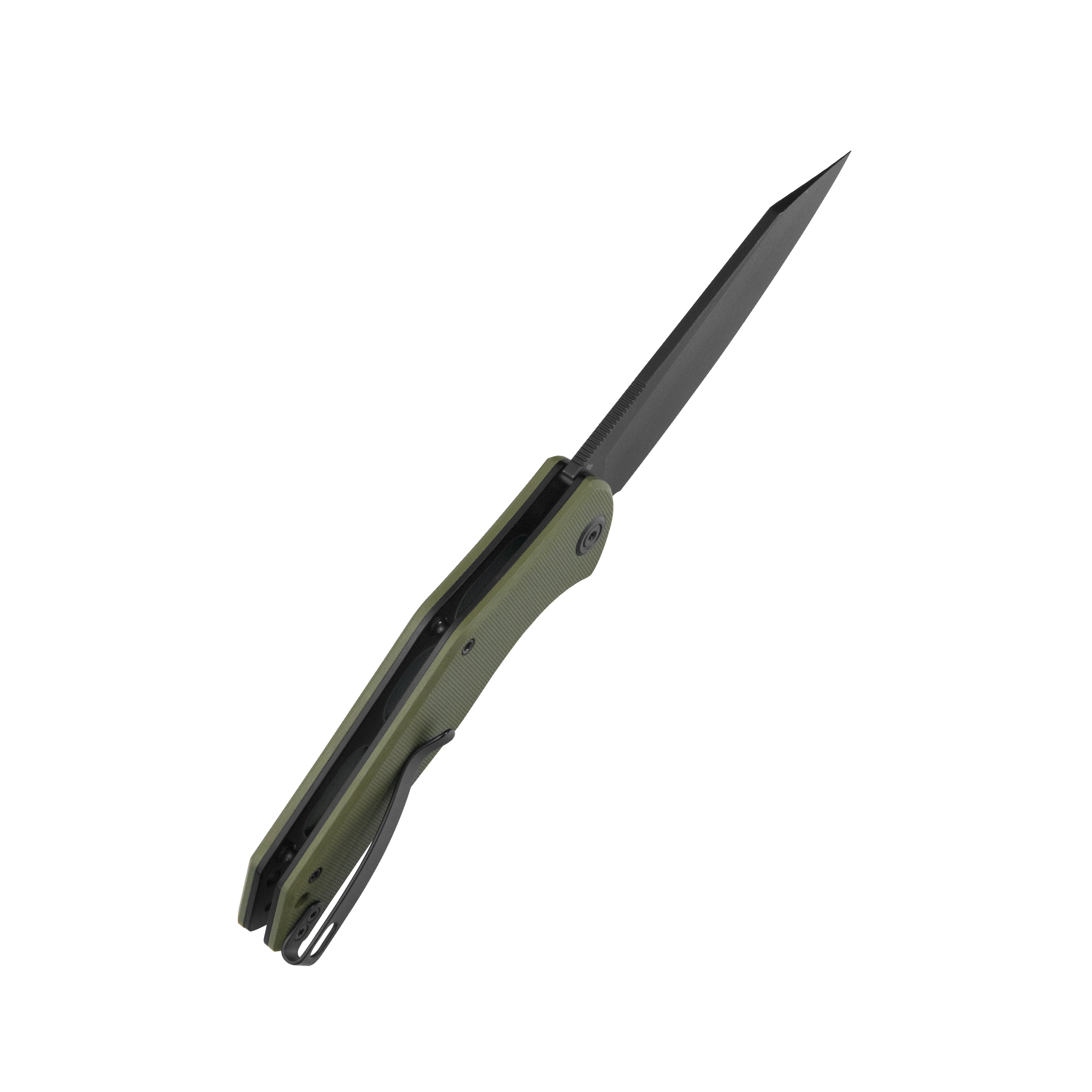 Kubey Flash Liner Lock Flipper Folding Knife Green G10 Handle 3.86" Blackwash San Mai M2 KU158L