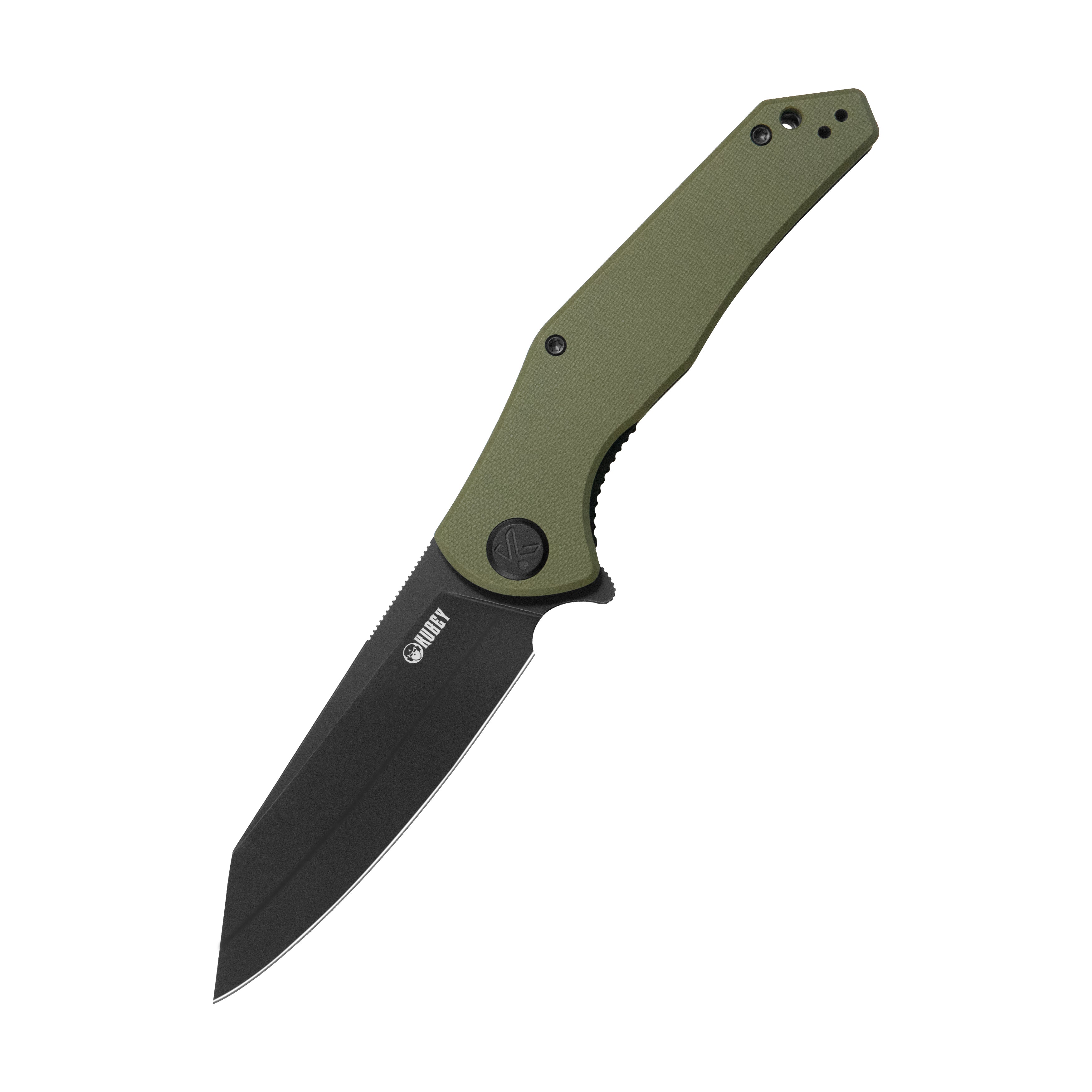 Kubey Flash Liner Lock Flipper Folding Knife Green G10 Handle 3.86" Blackwash San Mai M2 KU158L