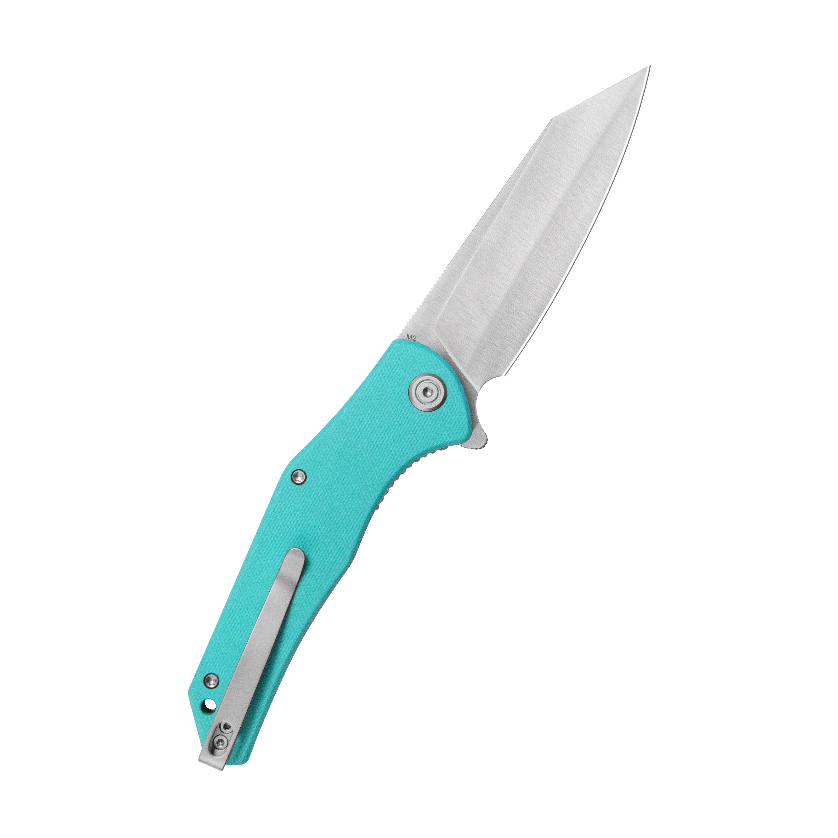 Kubey Flash Liner Lock Flipper Folding Knife Tiffany Blue G10 Handle 3.86" Satin San Mai M2 KU158M