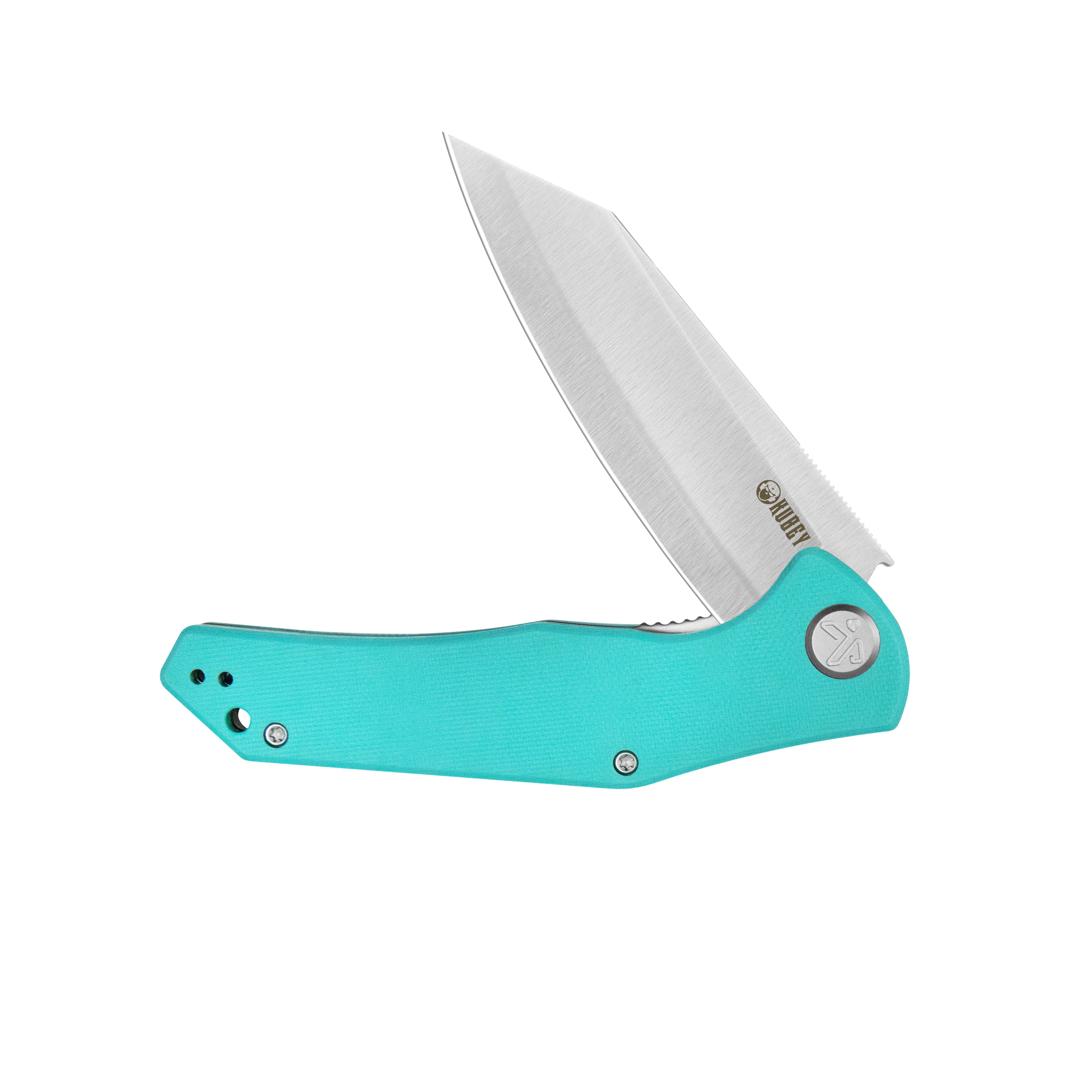 Kubey Flash Liner Lock Flipper Folding Knife Tiffany Blue G10 Handle 3.86" Satin San Mai M2 KU158M