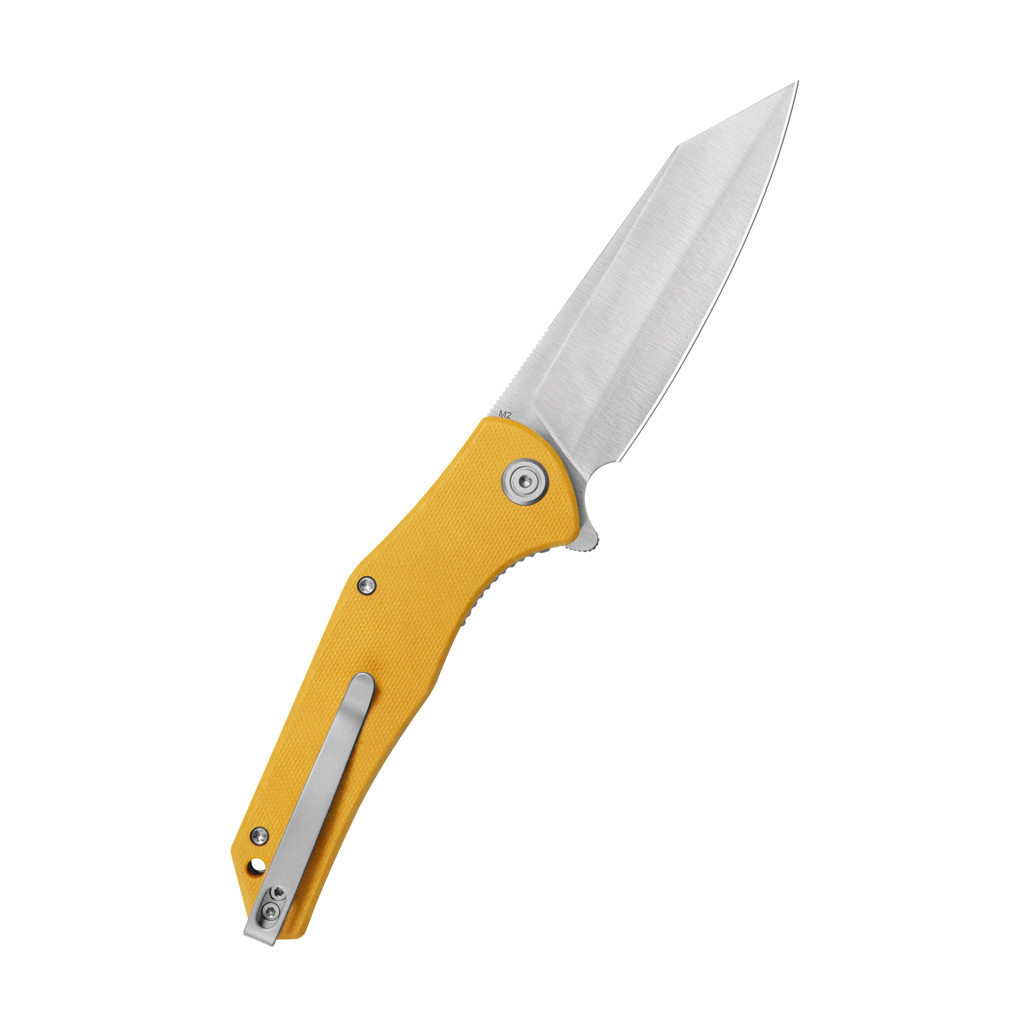 Kubey Flash Liner Lock Flipper Folding Knife Yellow G10 Handle 3.86" Satin San Mai M2 KU158N