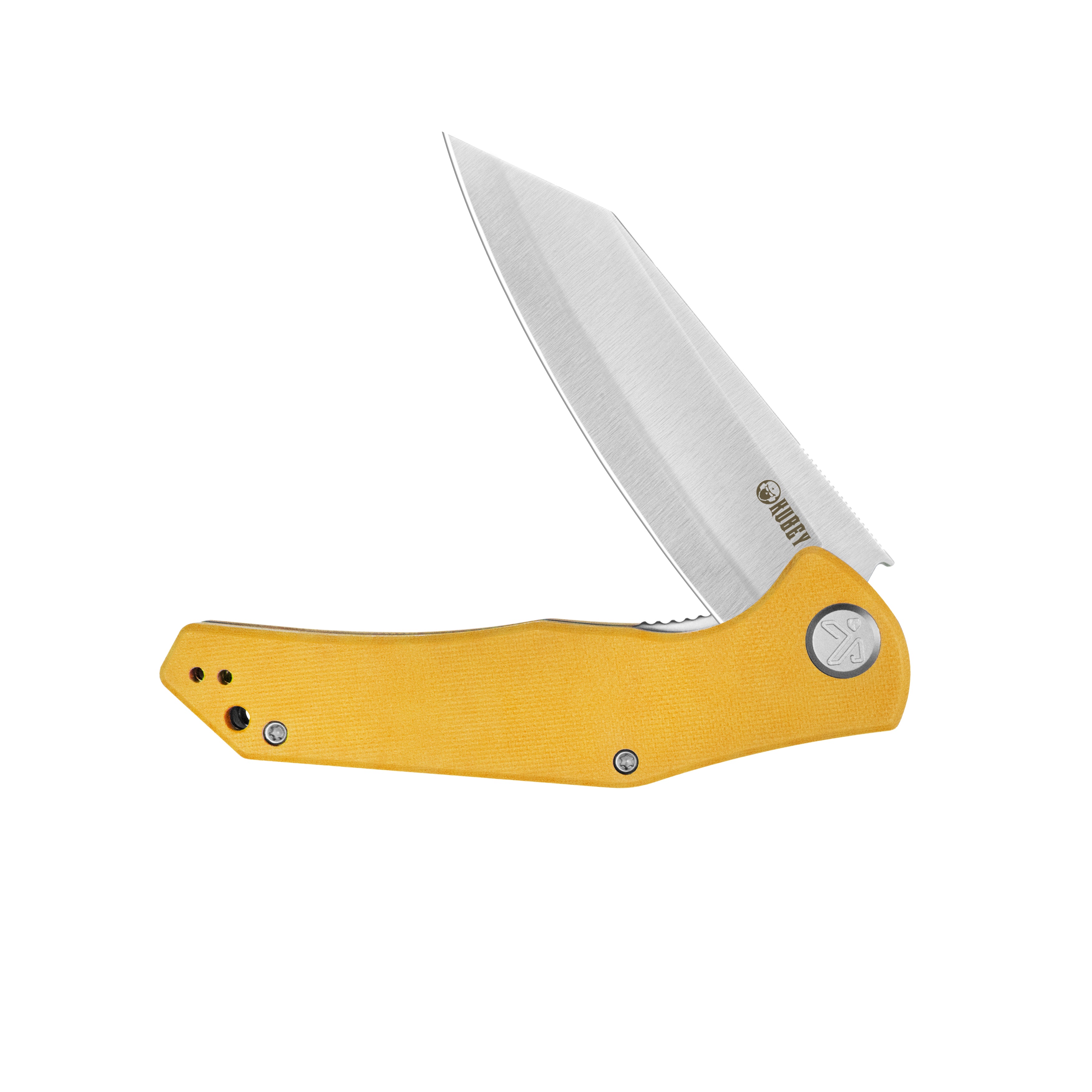 Kubey Flash Liner Lock Flipper Folding Knife Yellow G10 Handle 3.86" Satin San Mai M2 KU158N