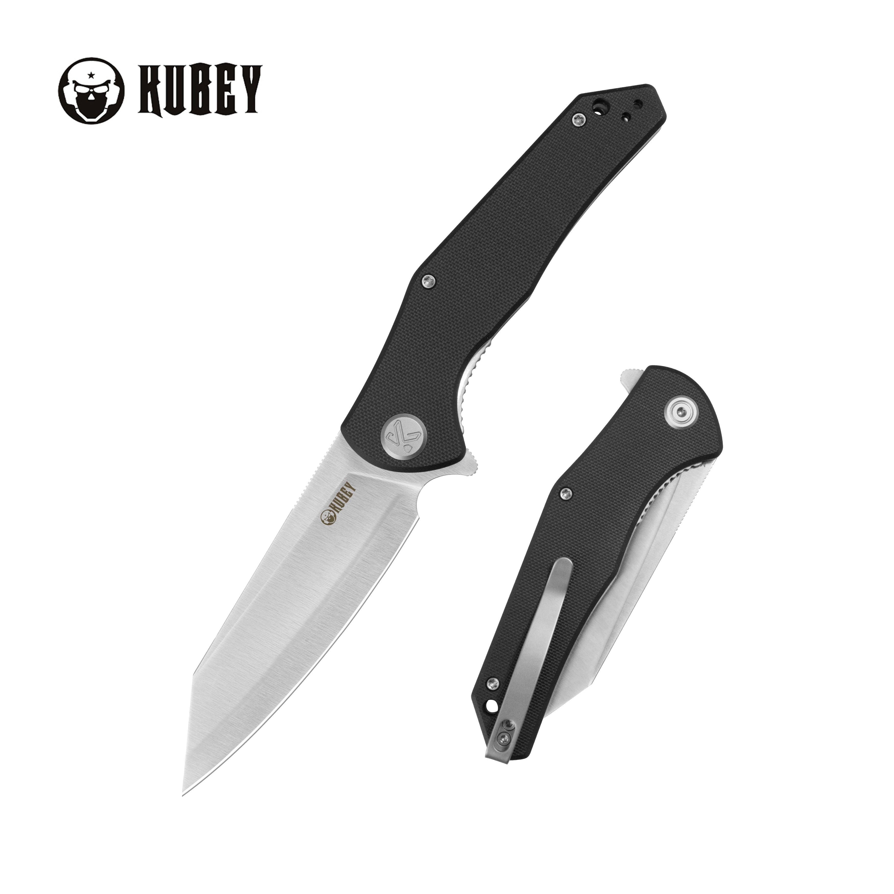 Kubey Flash Liner Lock Flipper Folding Knife Black G10 Handle 3.86" Satin San Mai M2 KU158O