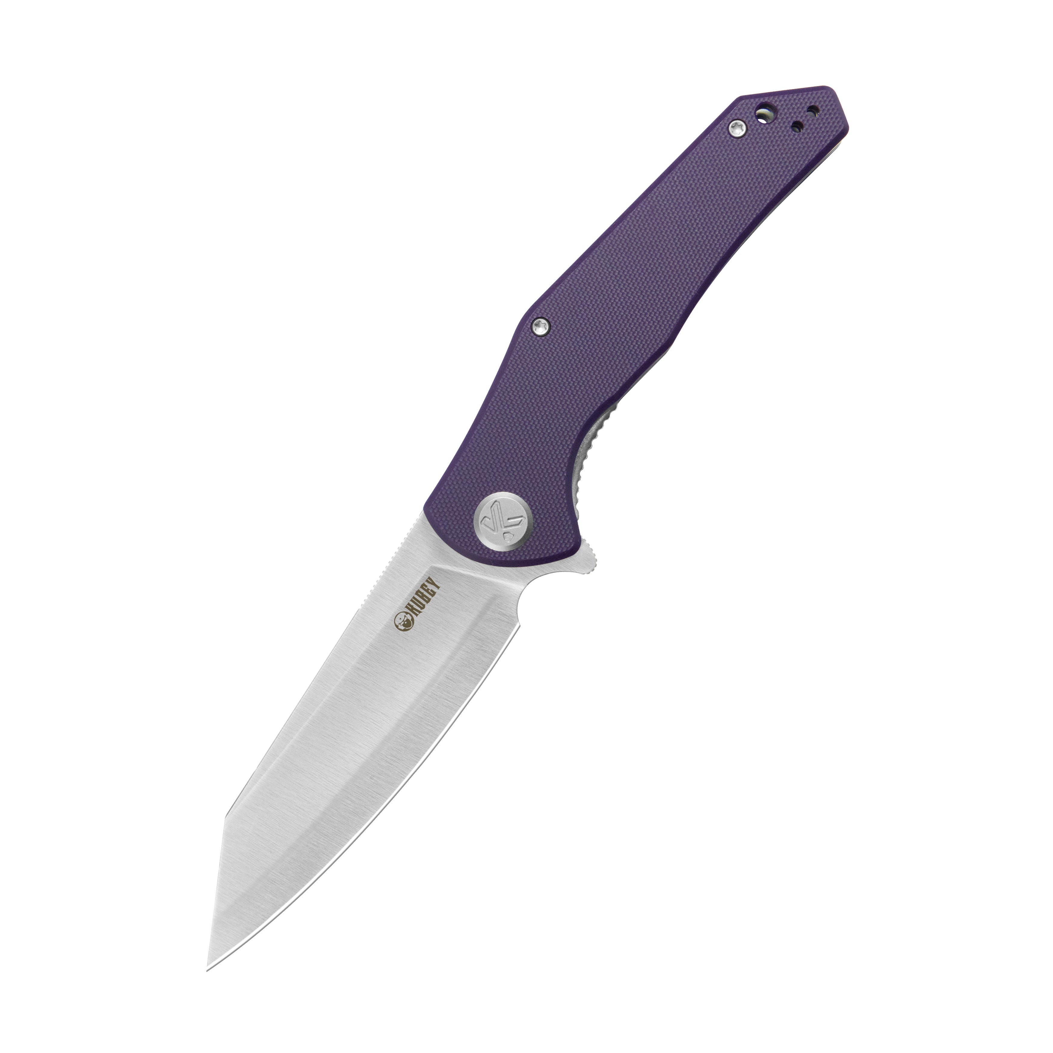 Kubey Flash Liner Lock Flipper Folding Knife Purple G10 Handle 3.86" Beadblast San Mai M2 KU158P