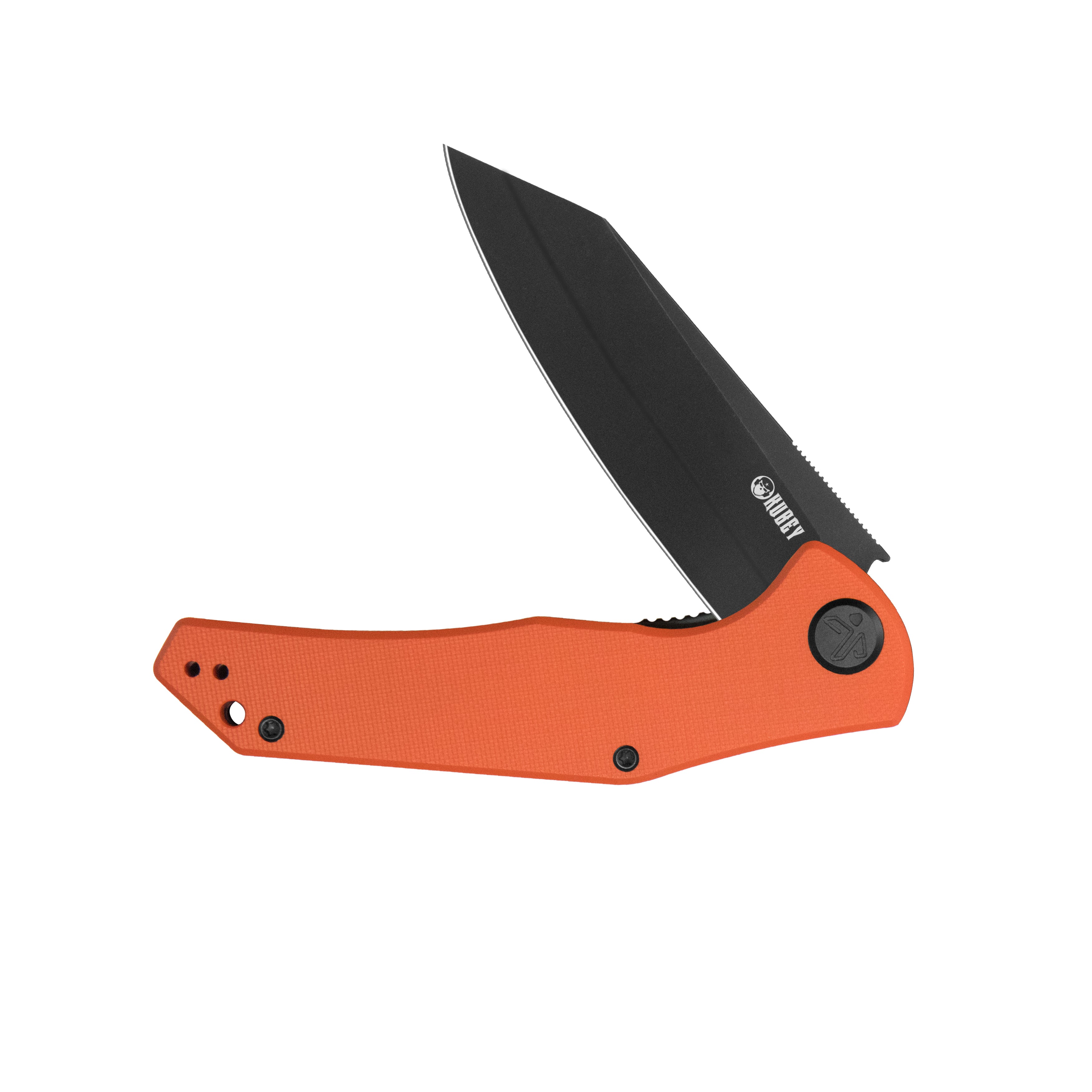 Kubey Flash Liner Lock Flipper Folding Knife Orange G10 Handle 3.86" Blackwash San Mai M2 KU158Q