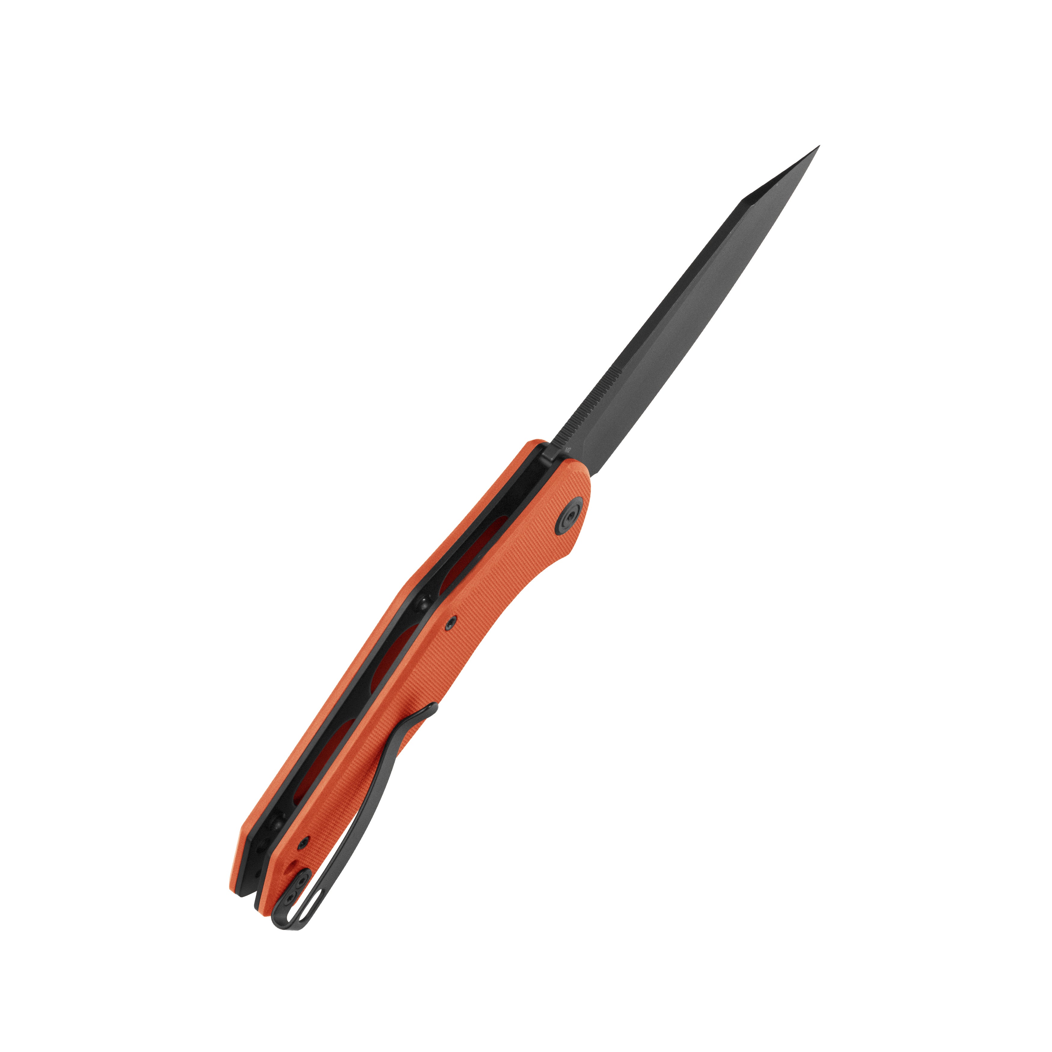 Kubey Flash Liner Lock Flipper Folding Knife Orange G10 Handle 3.86" Blackwash San Mai M2 KU158Q