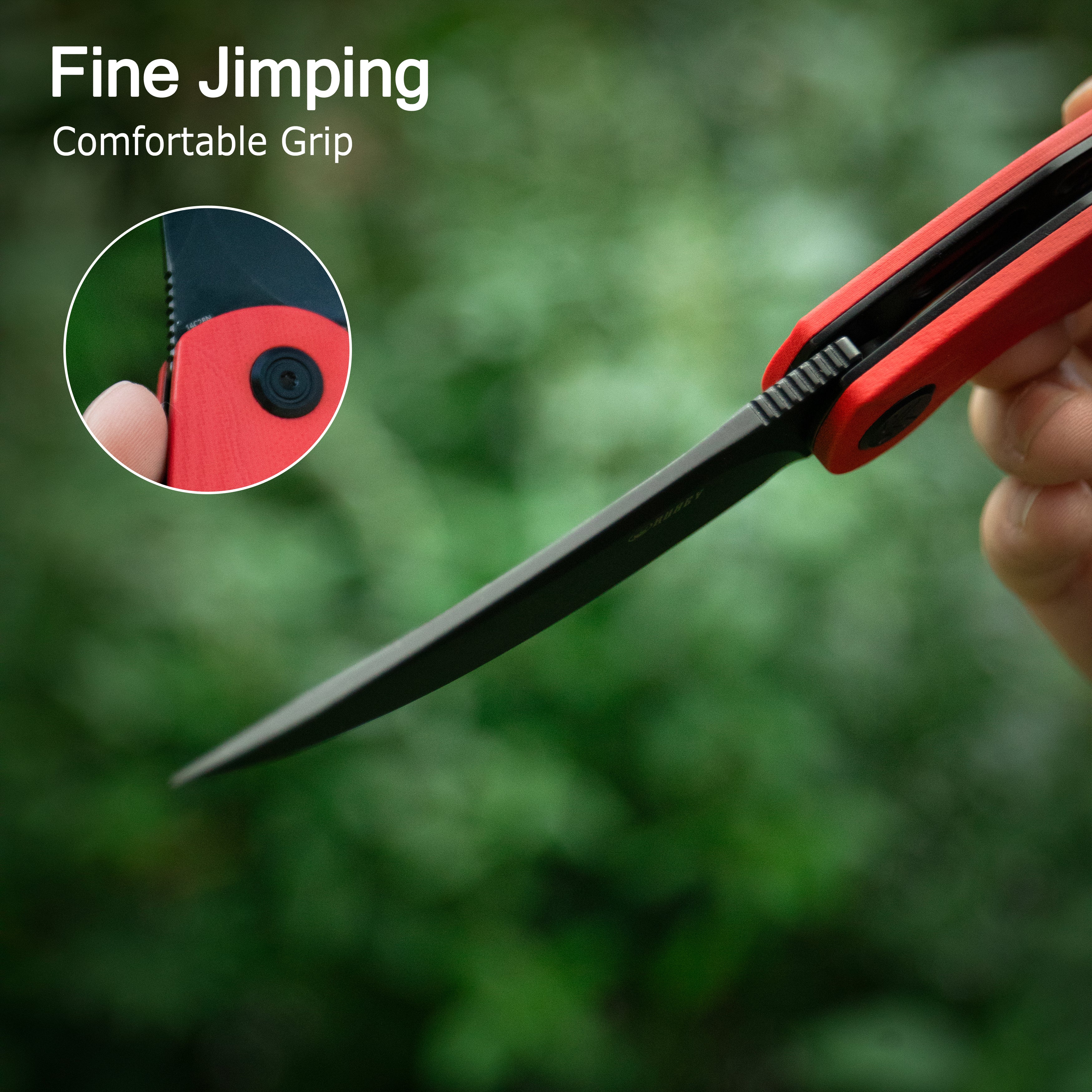 Kubey Scimitar Liner Lock Folding Knife Tan G10 Handle 3.46" Bead Blast 14C28N KU173M