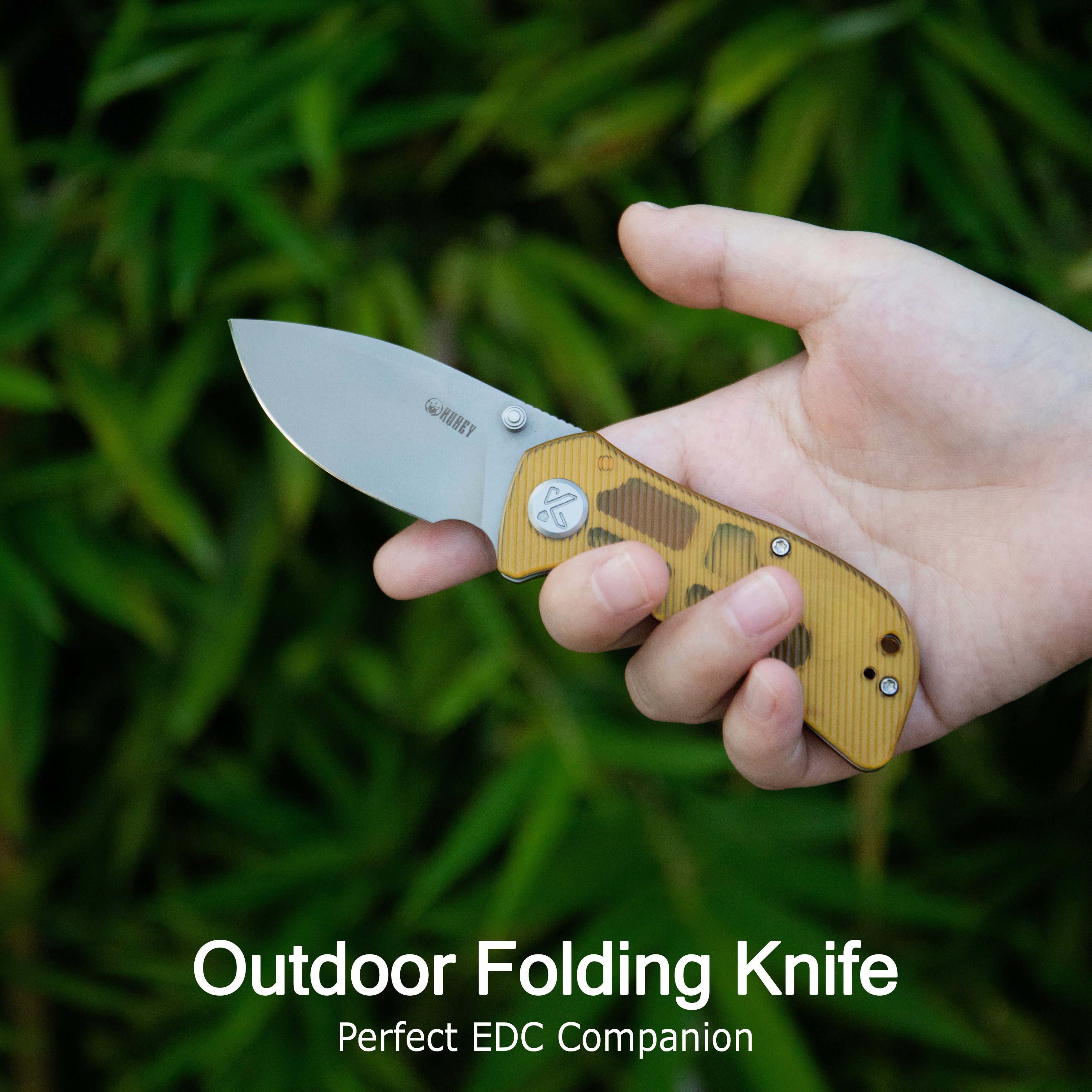 Kubey Karaji Liner Lock Dual Thumb Studs Open Folding Pocket Knife Blue G-10 Handle 2.56" Beadblast 14C28N KU180R