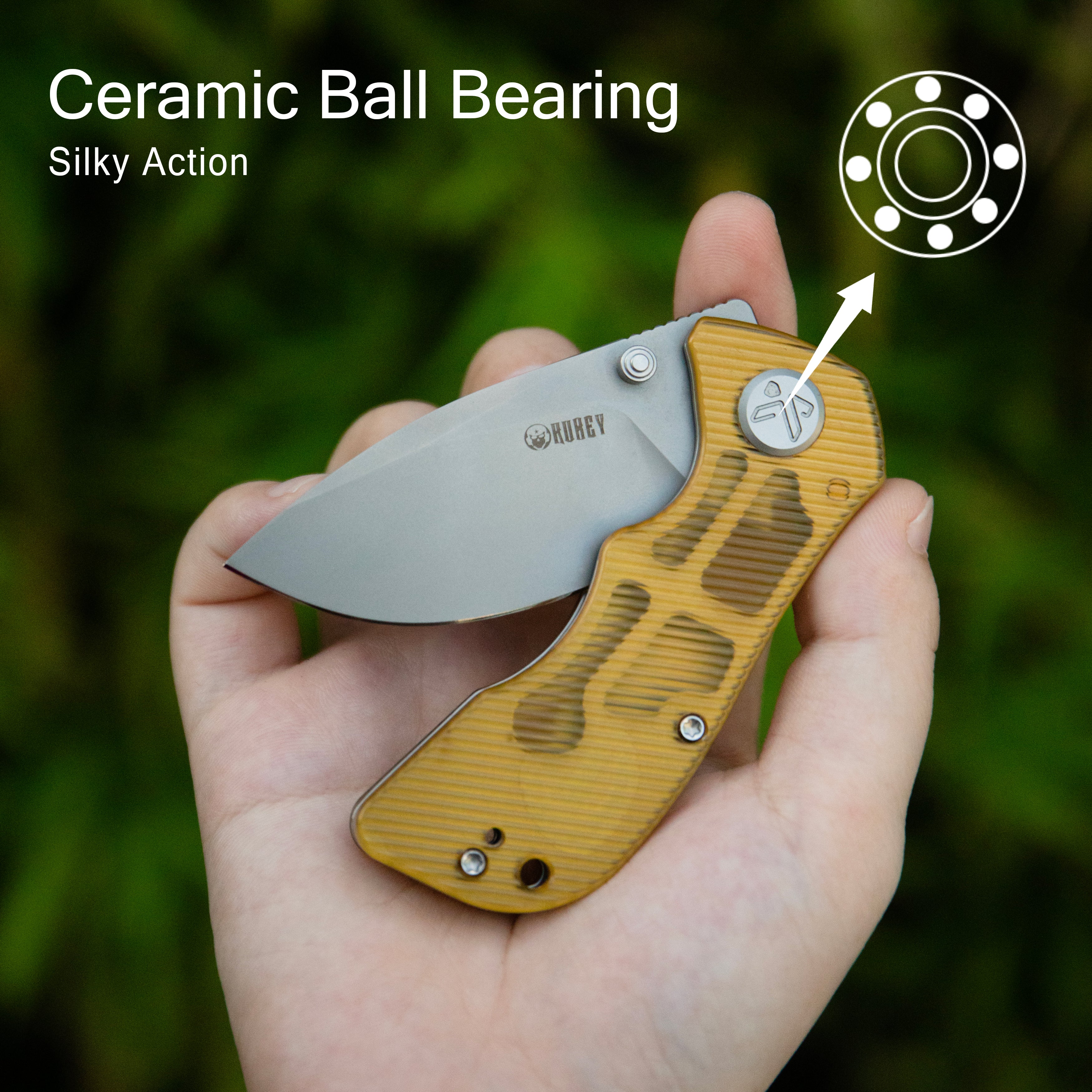 Kubey Karaji Liner Lock Dual Thumb Studs Open Folding Pocket Knife Blue G-10 Handle 2.56" Beadblast 14C28N KU180R