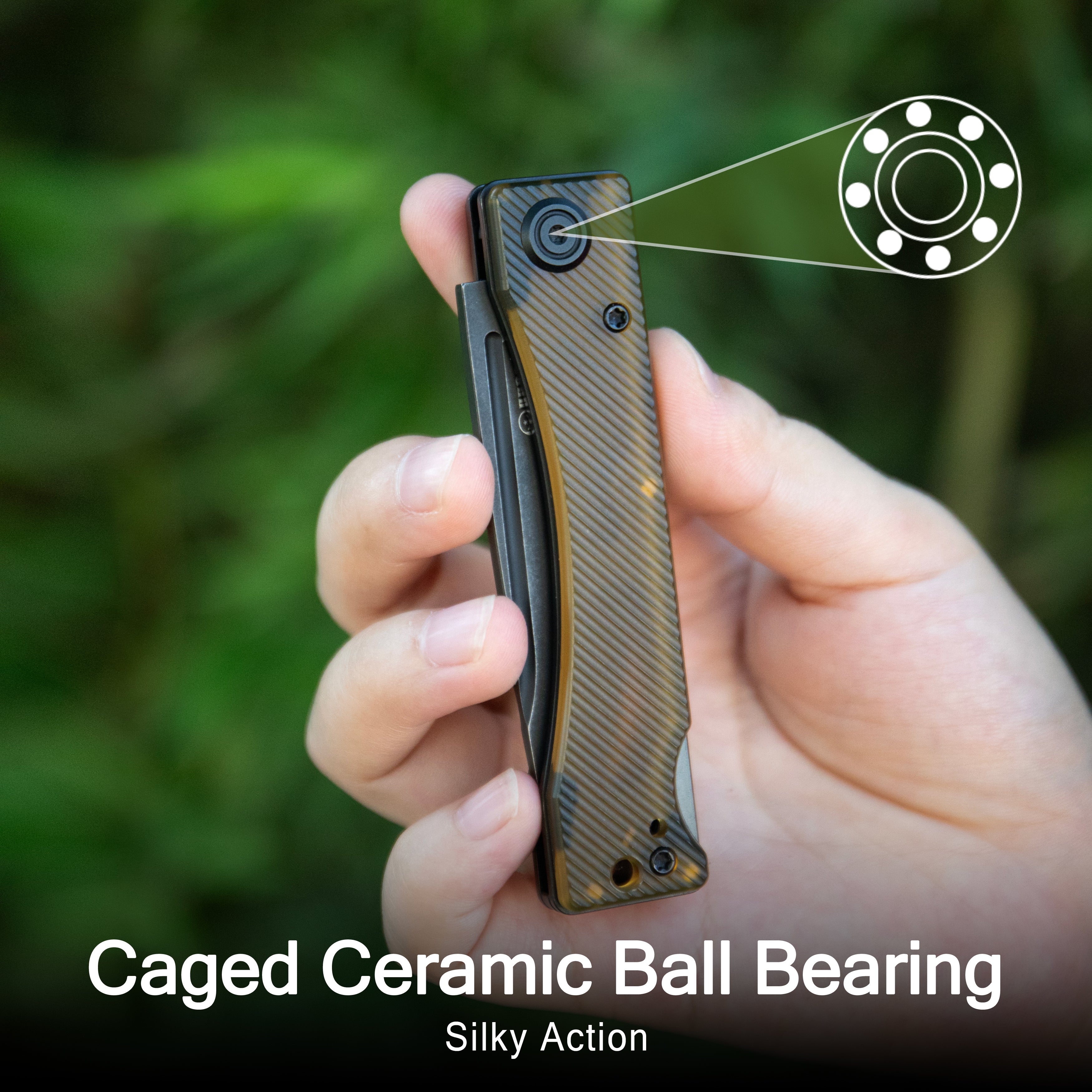 Kubey Akino Lockback Pocket Folding Knife Jade G10 Handle 3.15" Bead Blasted Sandvik 14C28N KU2102B