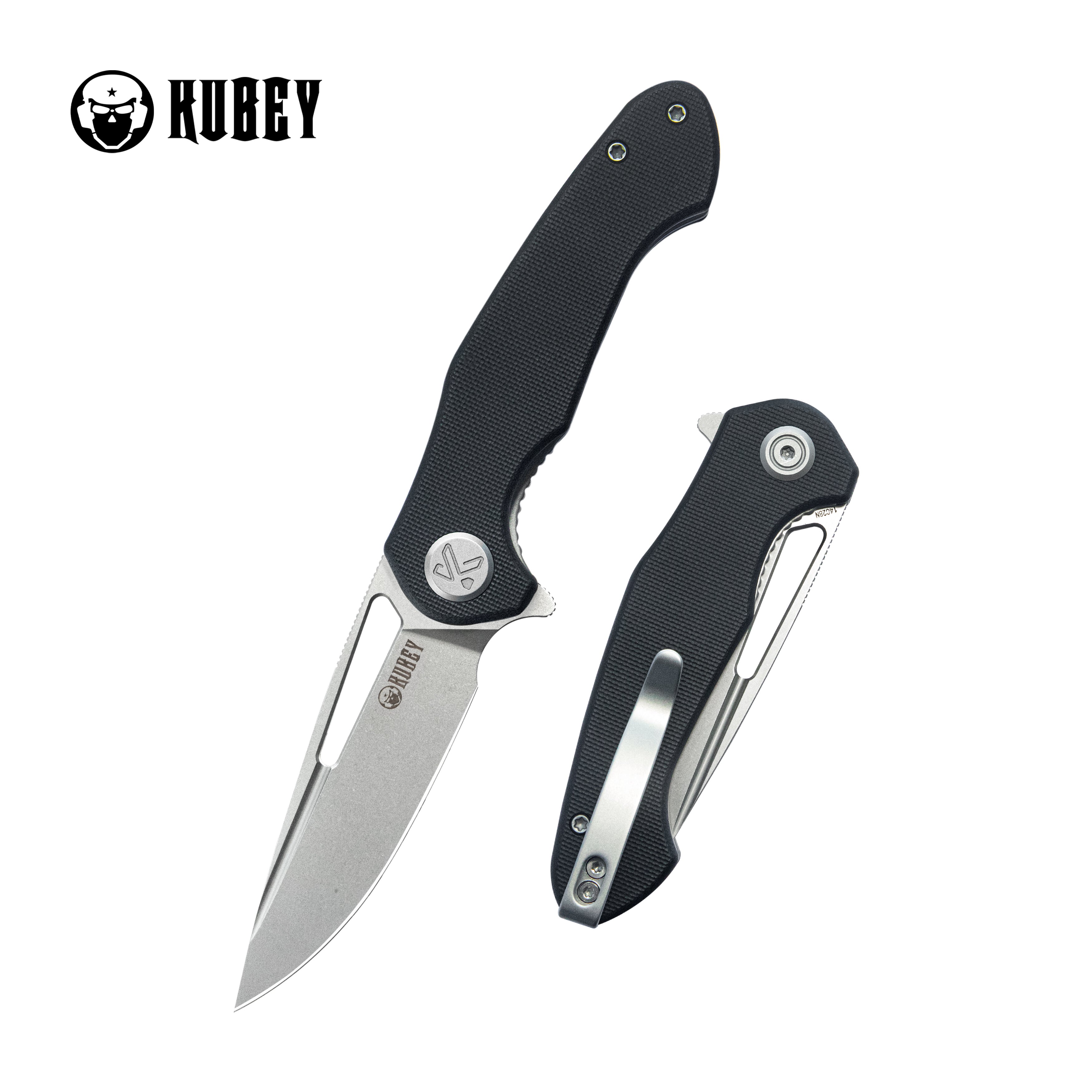 Kubey Dugu Liner Lock Folding Knife Black G10 Handle 2.91'' Beadblast 14C28N Blade KU210E
