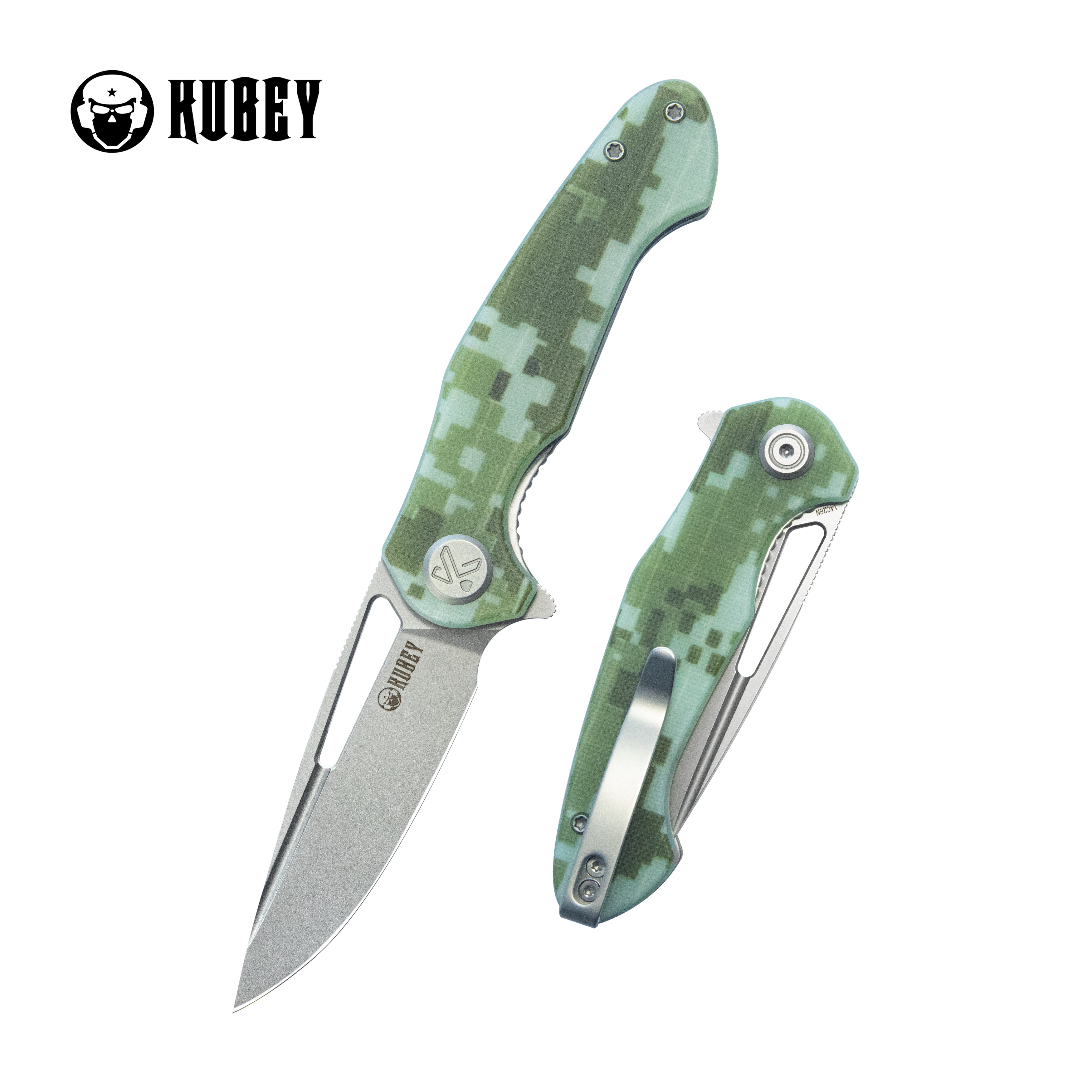 Kubey Dugu Liner Lock Folding Knife Camo G10 Handle 2.91'' Beadblast 14C28N Blade KU210H