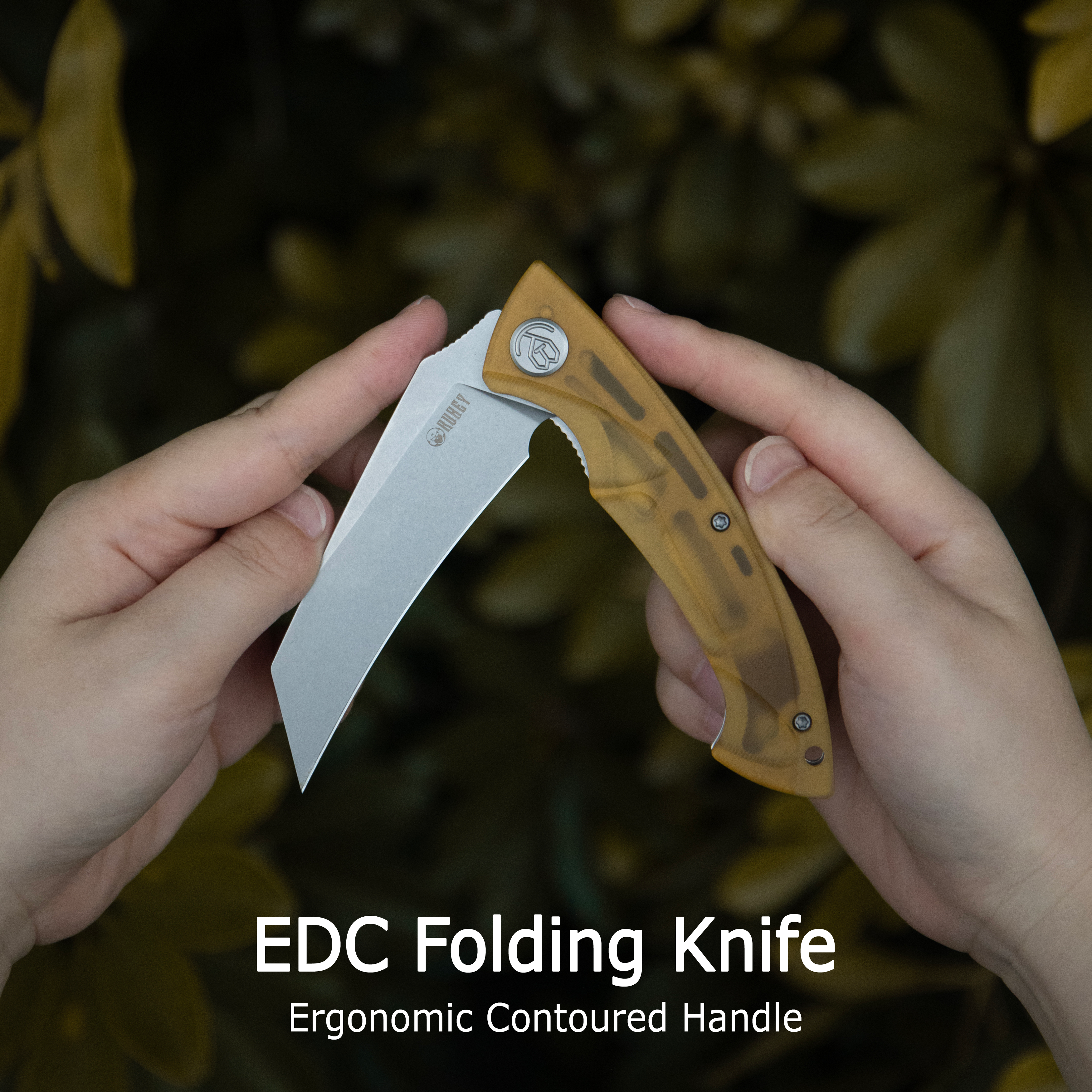 Kubey Anteater Liner Lock Folding Knife Ultem Handle 3.42" Sandblast 14C28N Blade KU212L