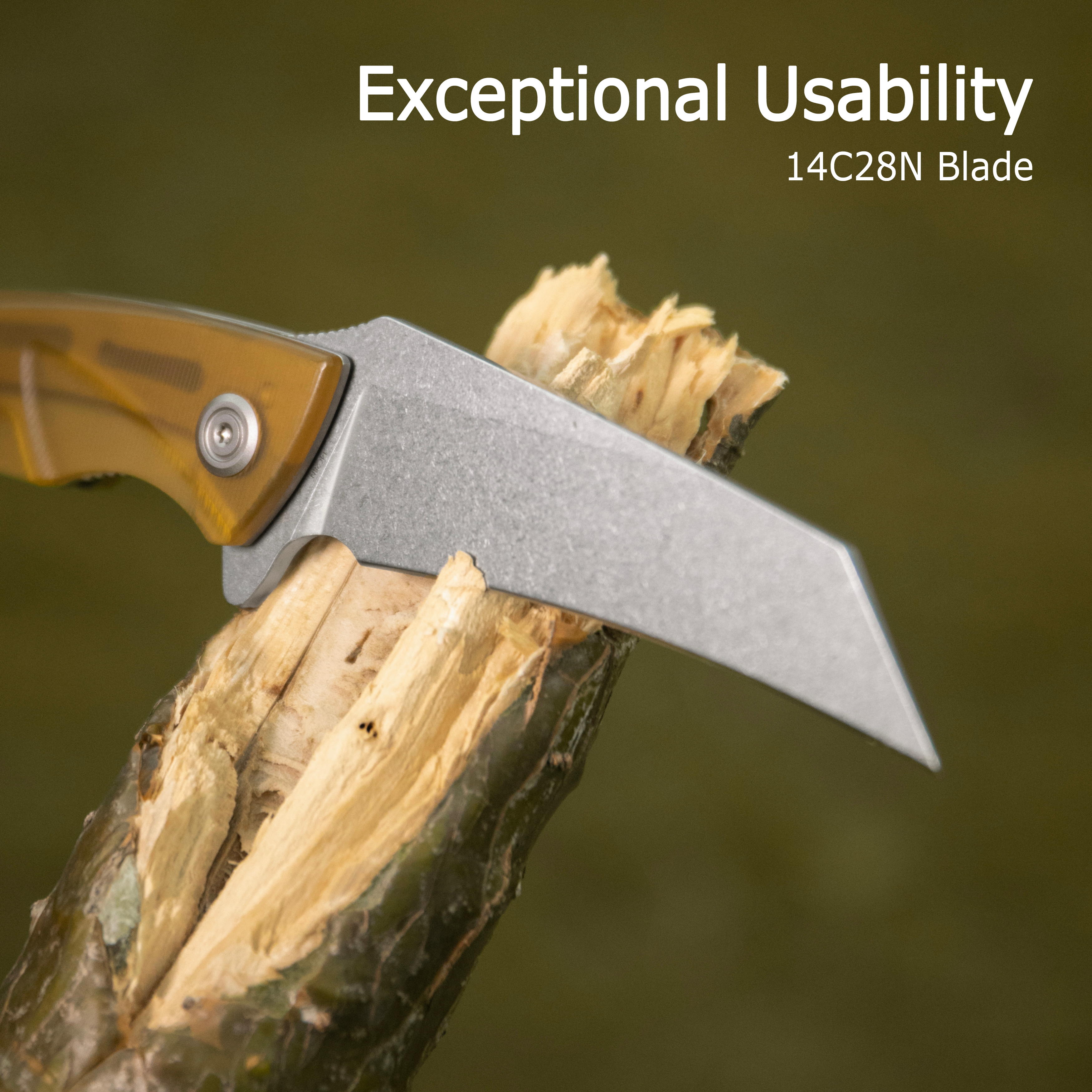 Kubey Anteater Liner Lock Folding Knife Ultem Handle 3.42" Sandblast 14C28N Blade KU212L