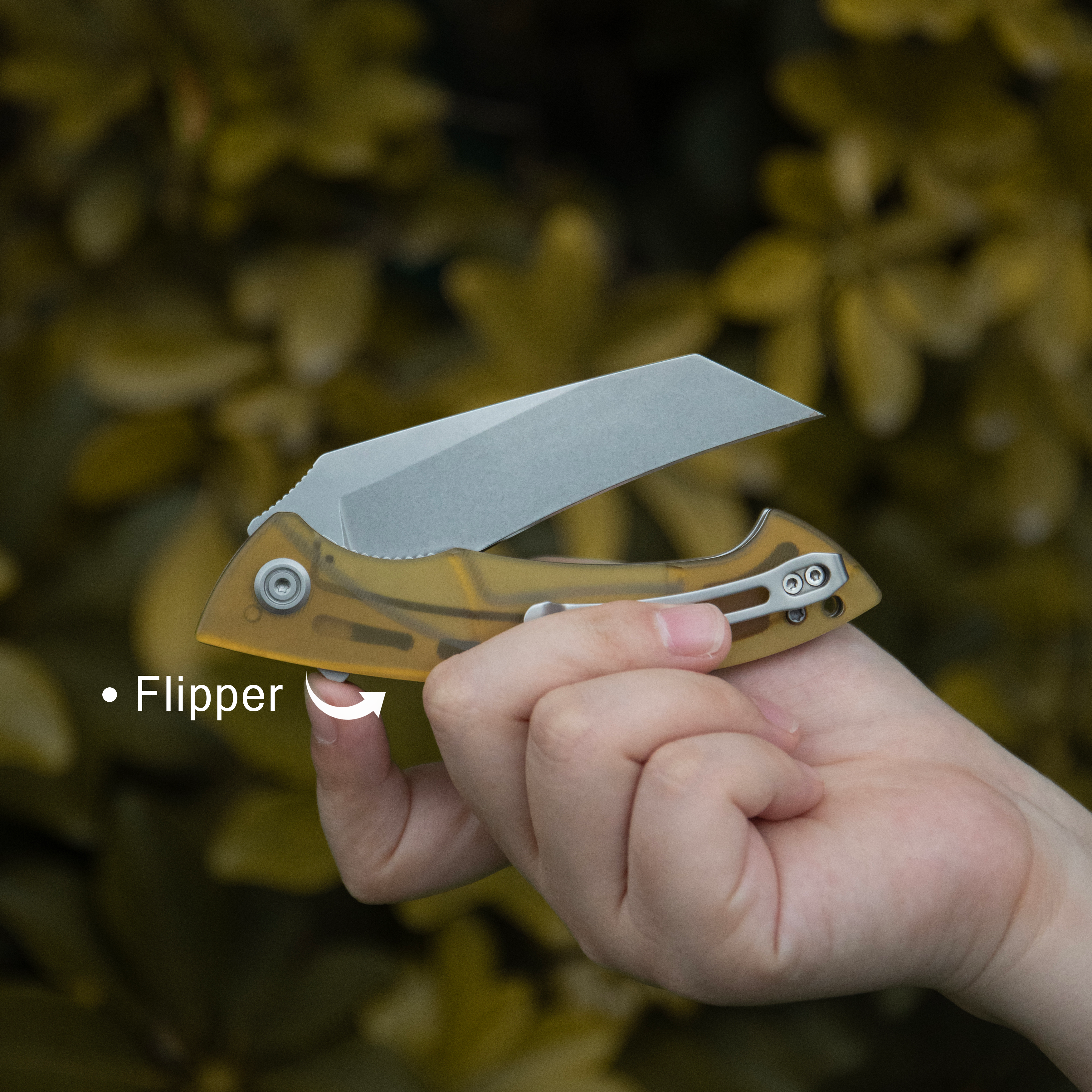 Kubey Anteater Liner Lock Folding Knife Ultem Handle 3.42" Sandblast 14C28N Blade KU212L