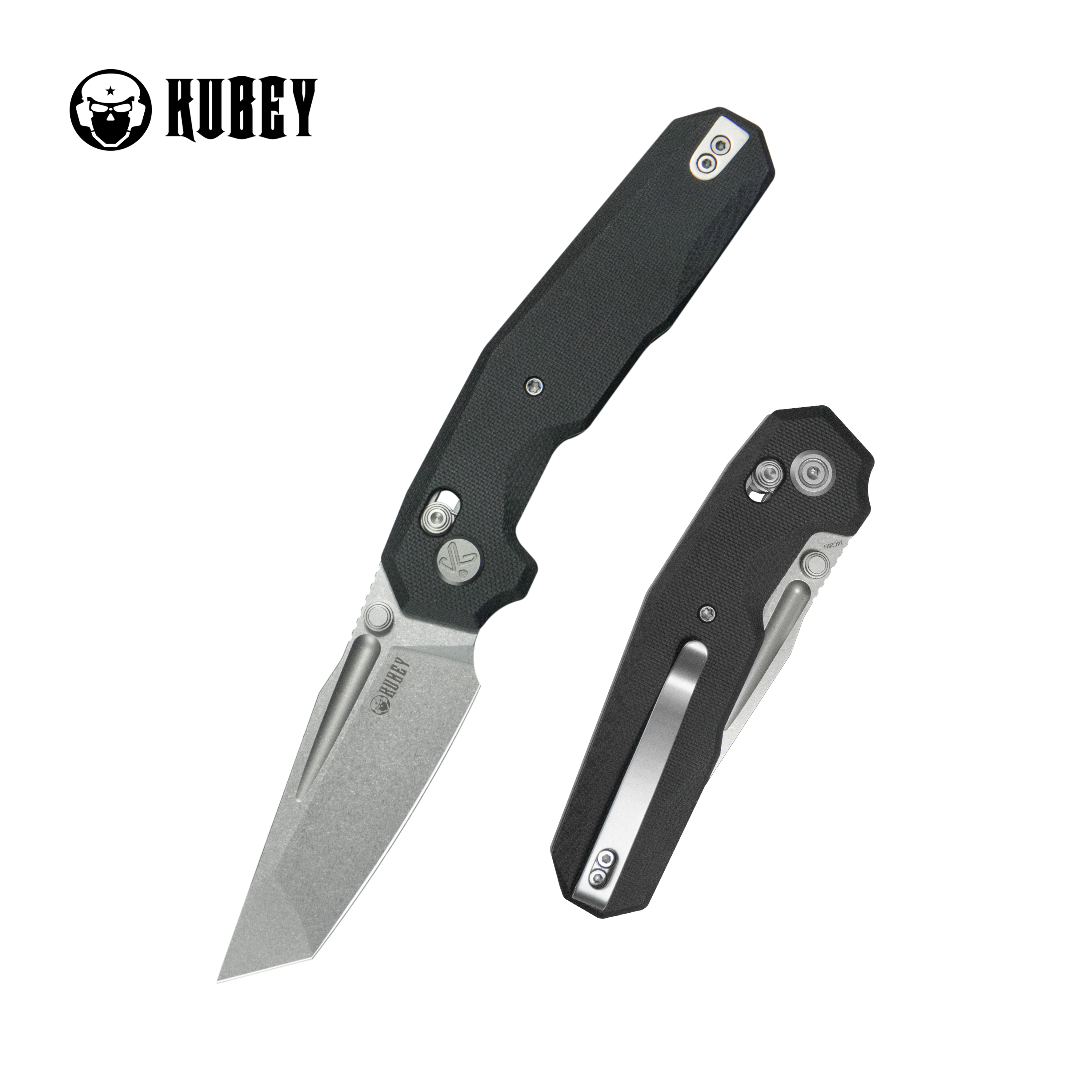 Kubey Carve Crossbar Lock Tactical Folding Knife Black G10 Handle 3.27'' Beadblast 14C28N Blade KU237A