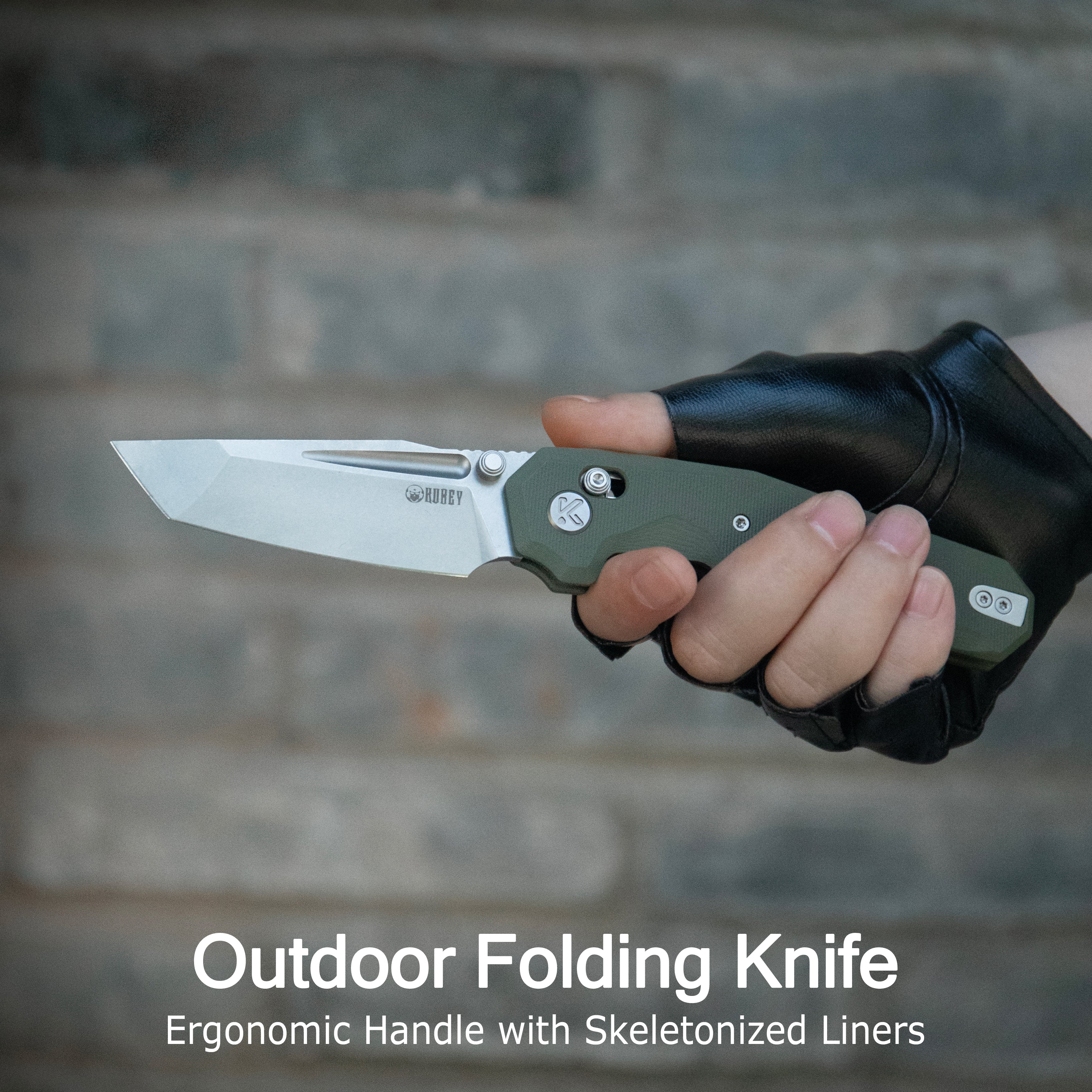 Kubey Carve Crossbar Lock Tactical Folding Knife Black G10 Handle 3.27'' Beadblast 14C28N Blade KU237A