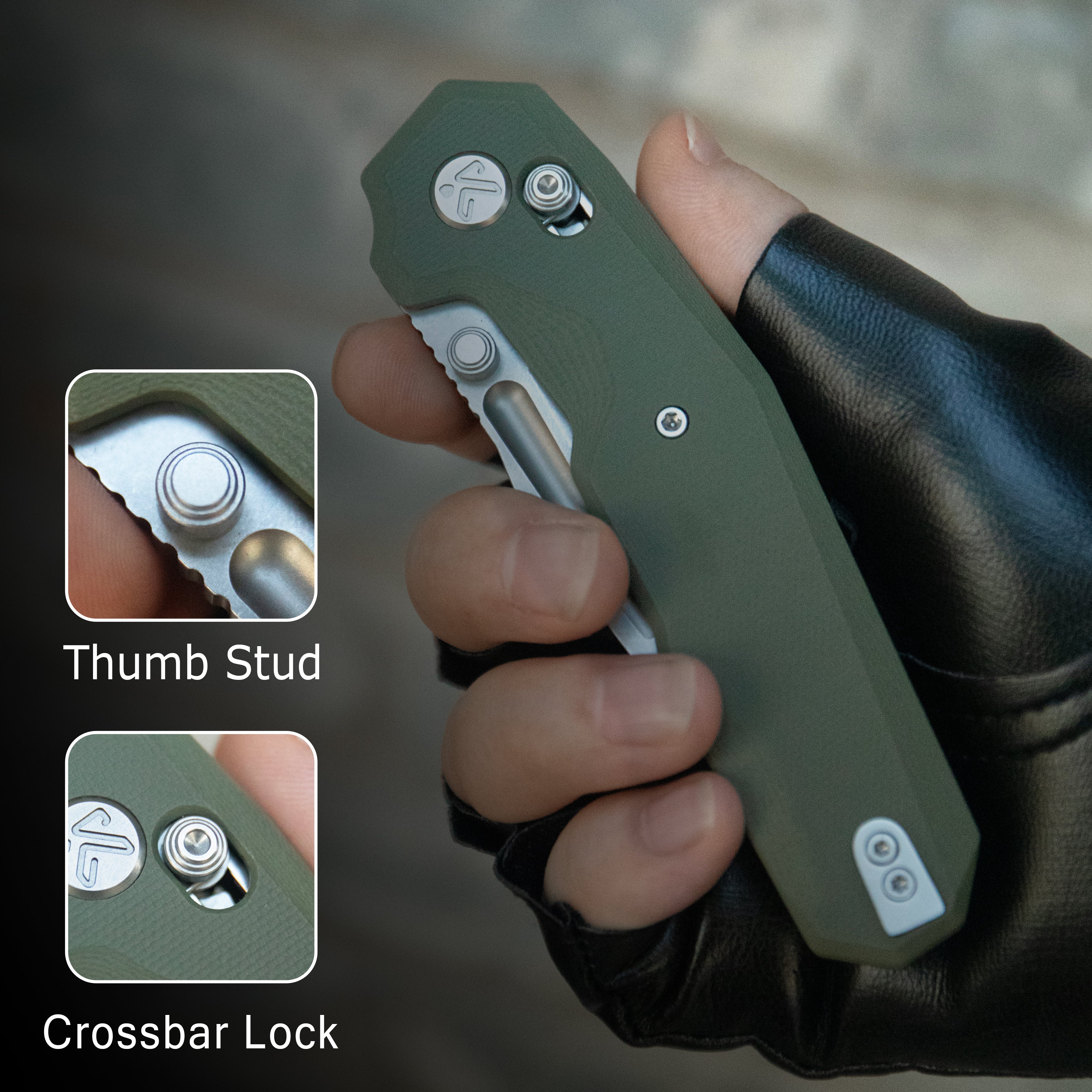 Kubey Carve Crossbar Lock Tactical Folding Knife Black G10 Handle 3.27'' Blackwash 14C28N Blade KU237E