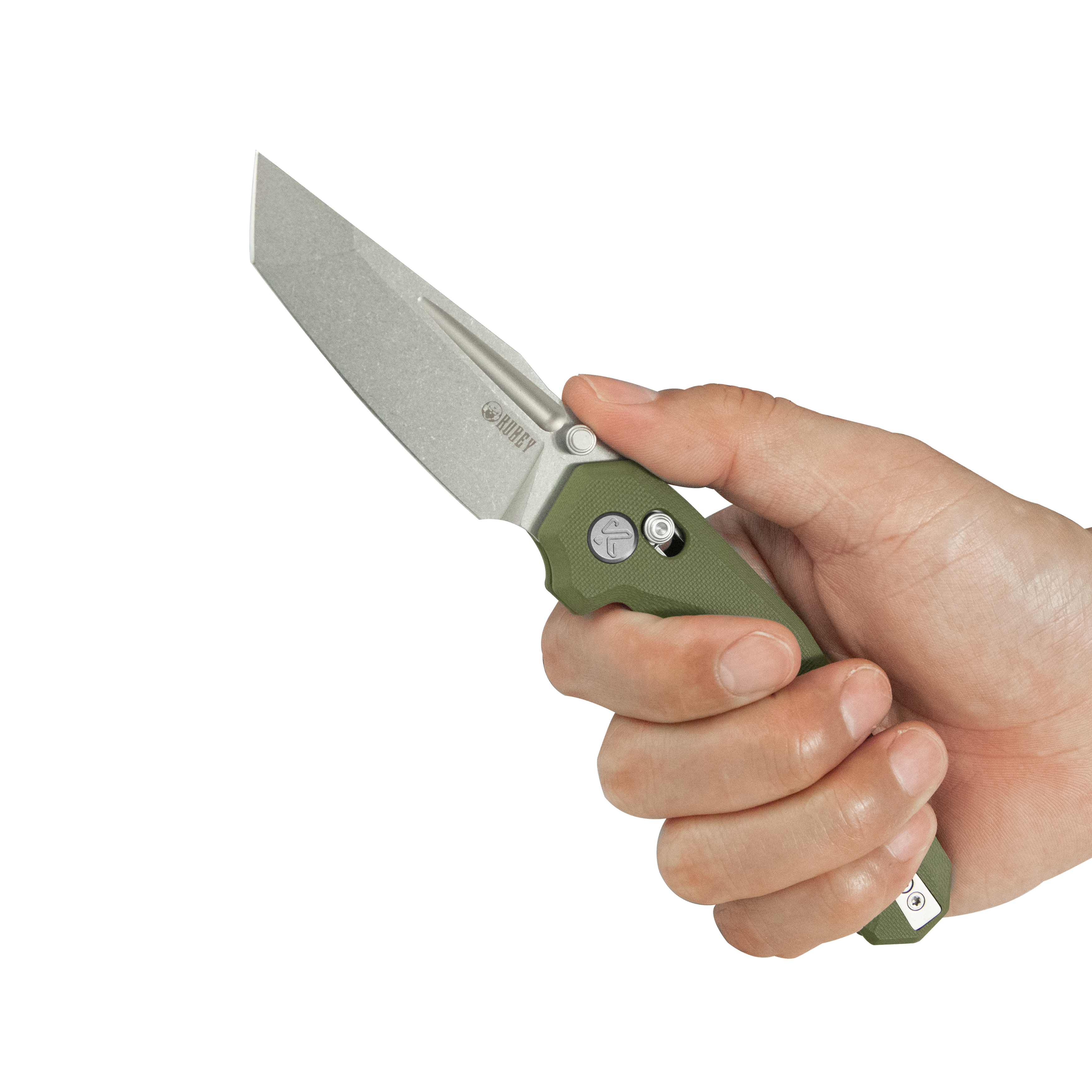 Kubey Carve Crossbar Lock Tactical Folding Knife Green G10 Handle 3.27'' Beadblast 14C28N Blade KU237B