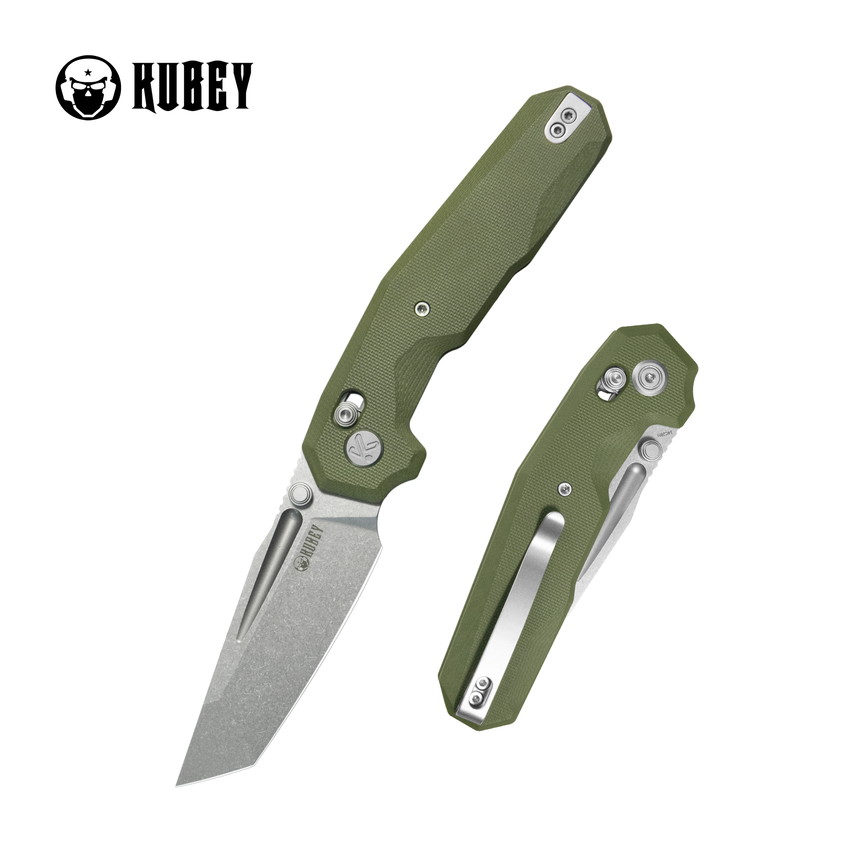 Kubey Carve Crossbar Lock Tactical Folding Knife Green G10 Handle 3.27'' Beadblast 14C28N Blade KU237B