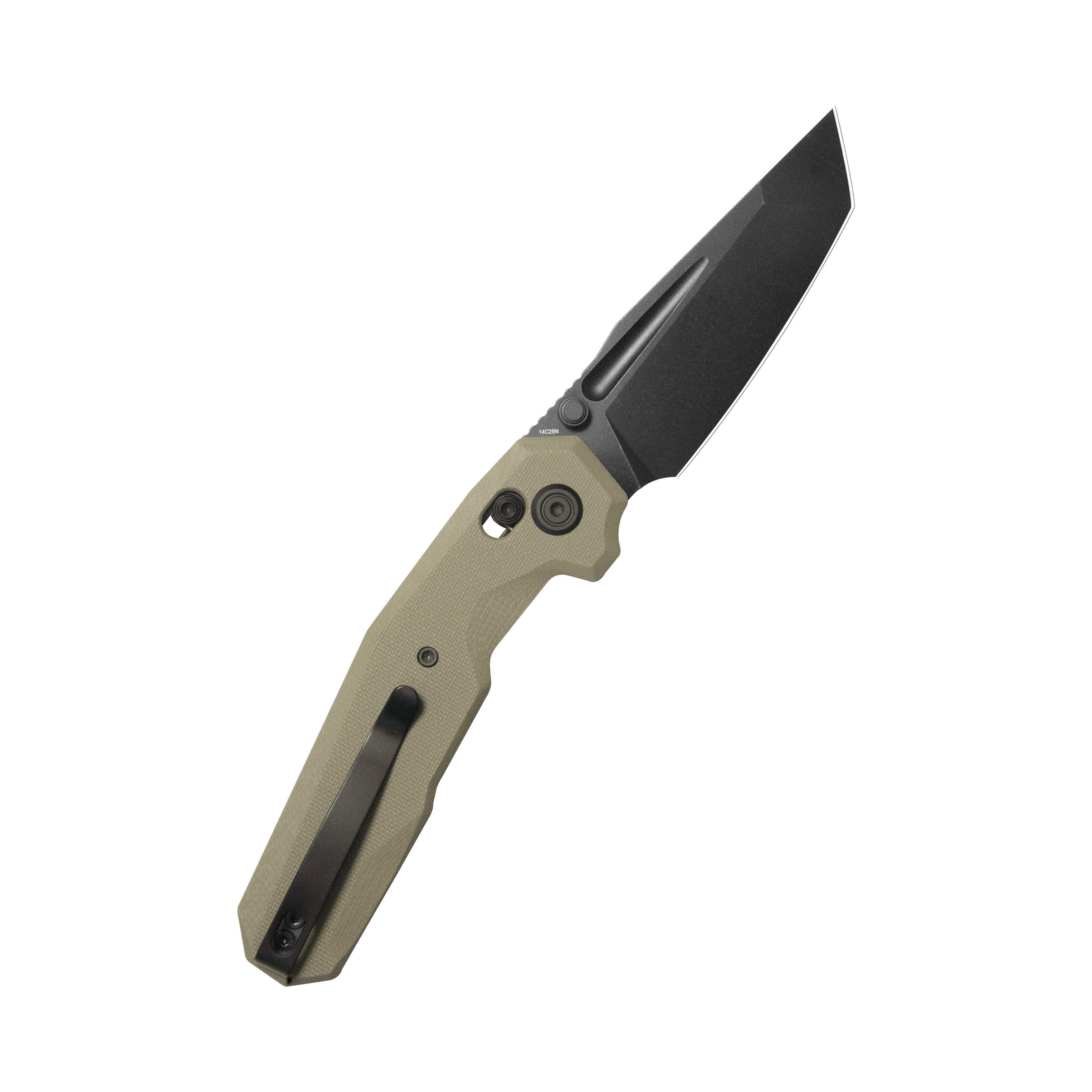 Kubey Carve Crossbar Lock Tactical Folding Knife Beige G10 Handle 3.27'' Blackwash 14C28N Blade KU237C