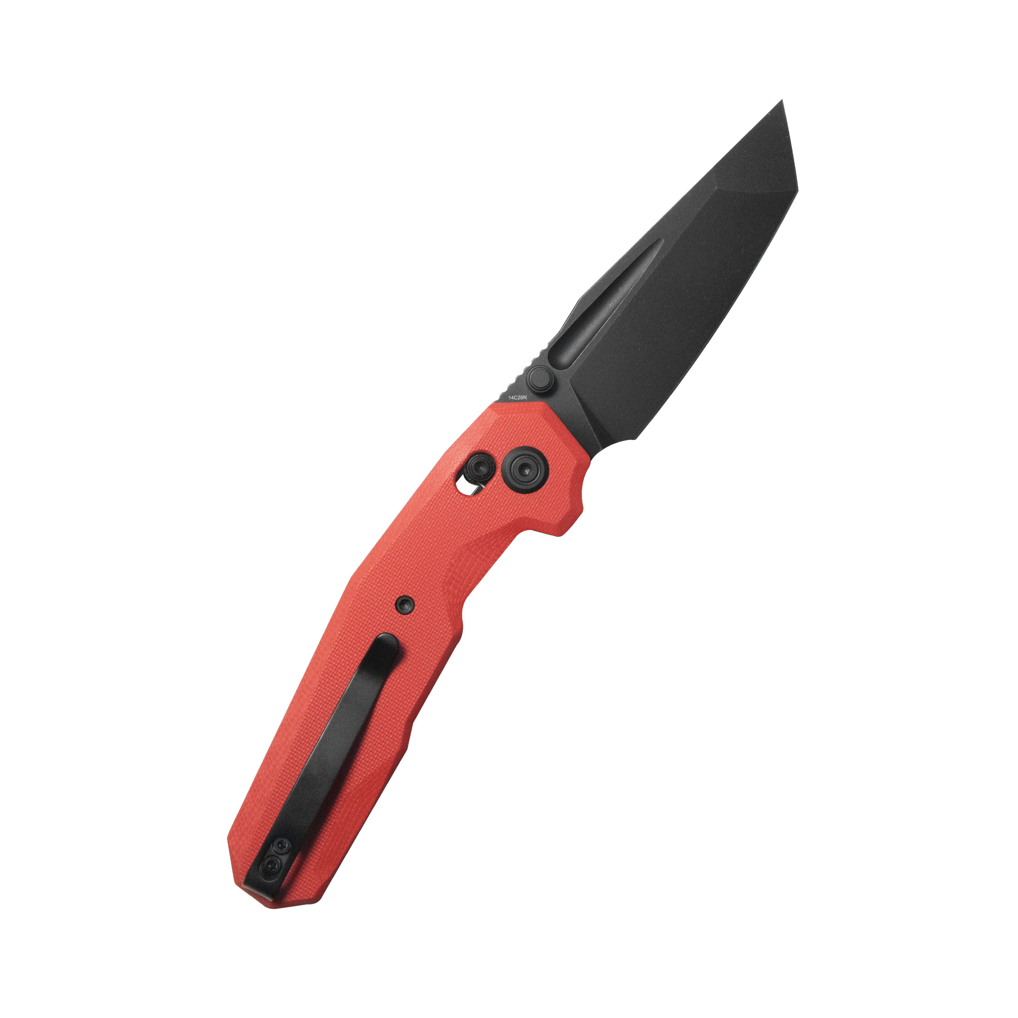 Kubey Carve Crossbar Lock Tactical Folding Knife Red G10 Handle 3.27'' Blackwash 14C28N Blade KU237D