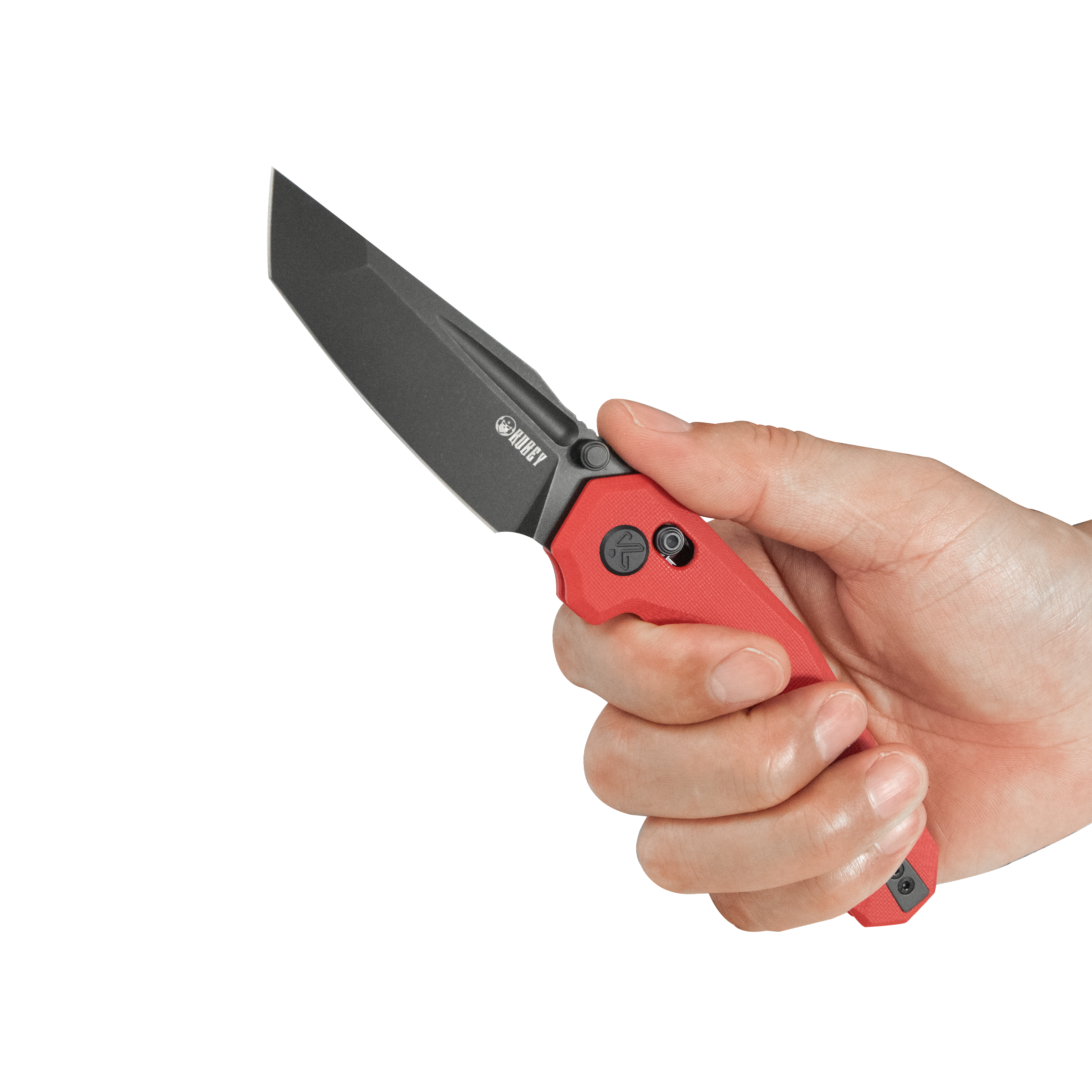 Kubey Carve Crossbar Lock Tactical Folding Knife Red G10 Handle 3.27'' Blackwash 14C28N Blade KU237D