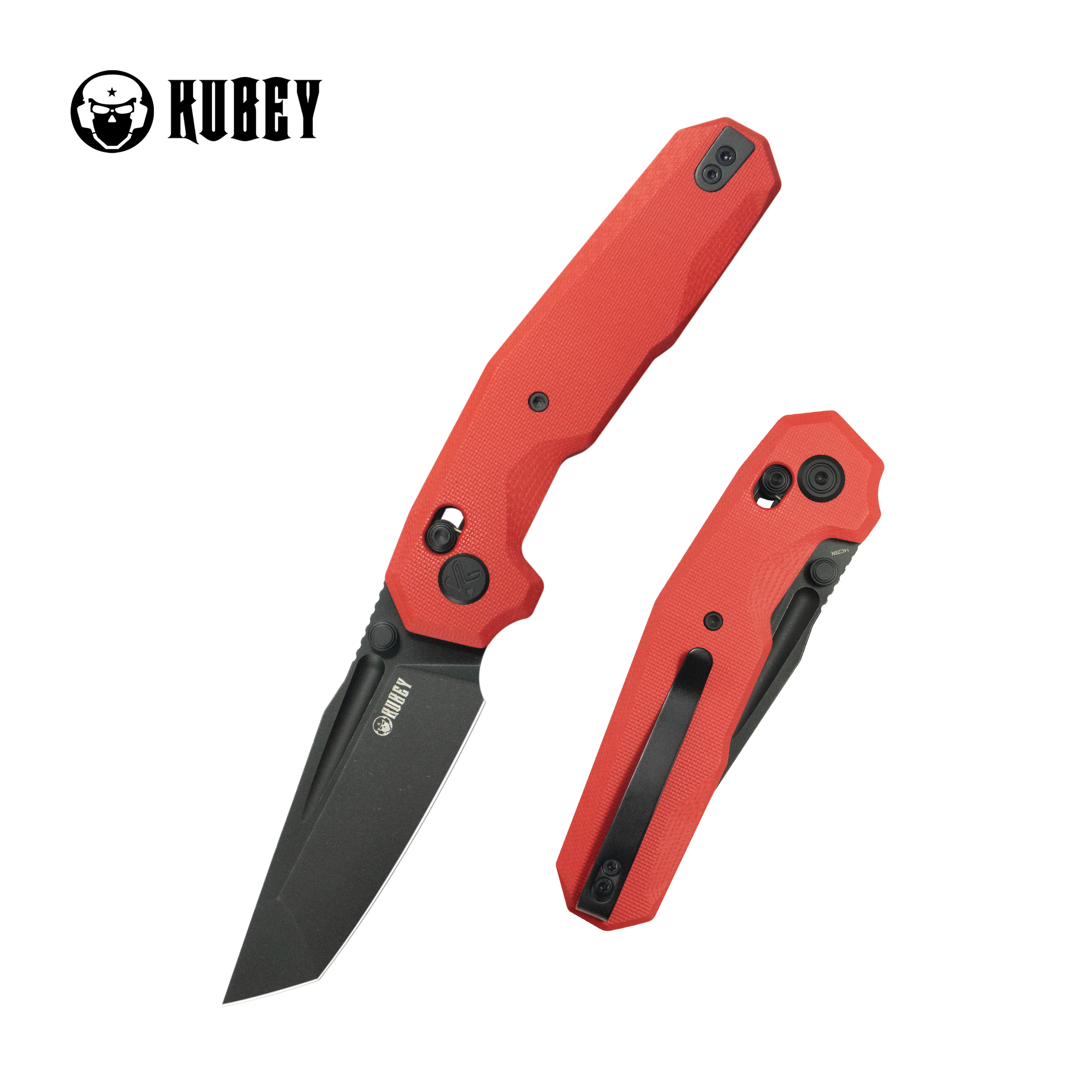 Kubey Carve Crossbar Lock Tactical Folding Knife Red G10 Handle 3.27'' Blackwash 14C28N Blade KU237D