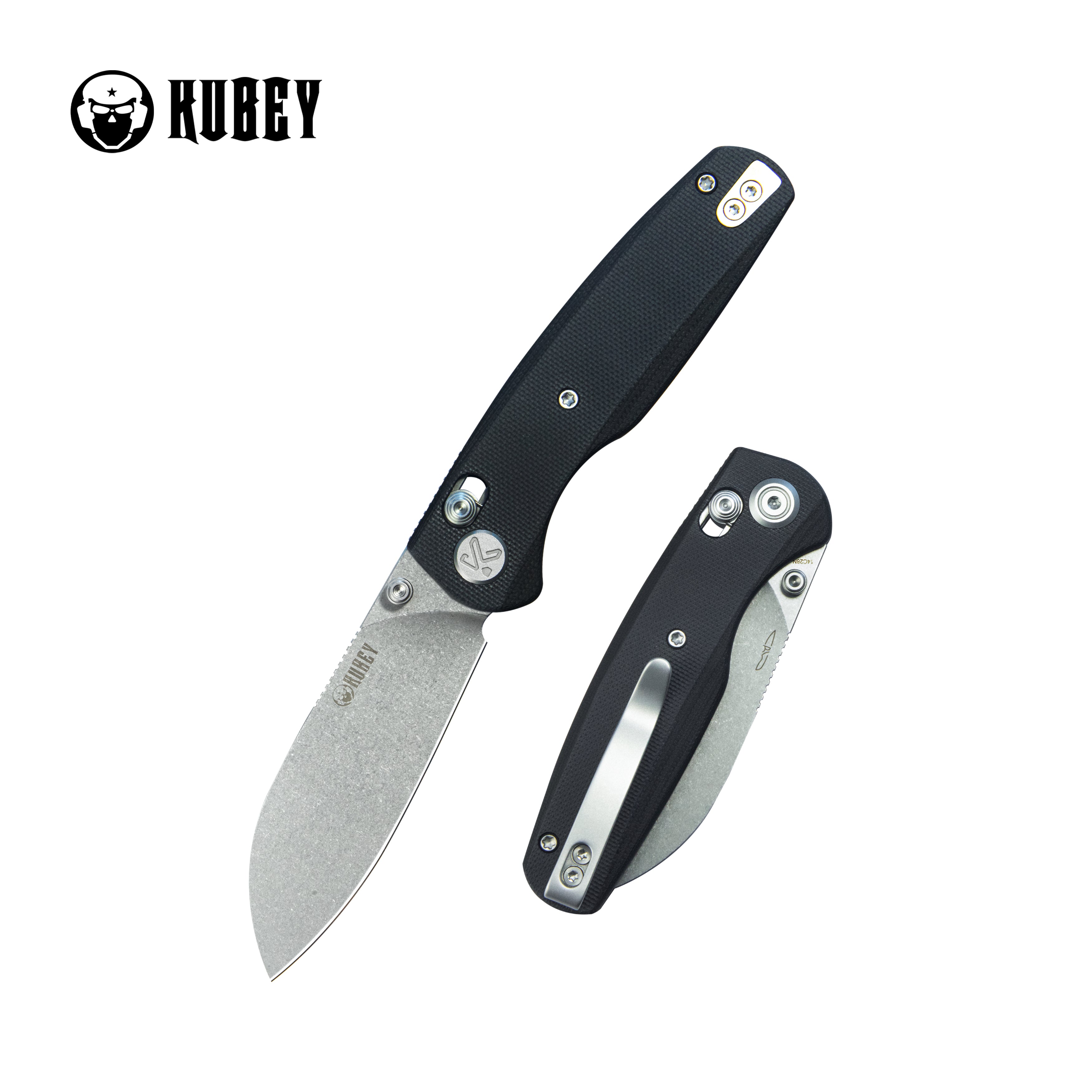 Kubey Breeze Every Carry Pocket Knife Crossbar Lock Black G10 Handle 3.03" Stonewash 14C28N Blade KU288A