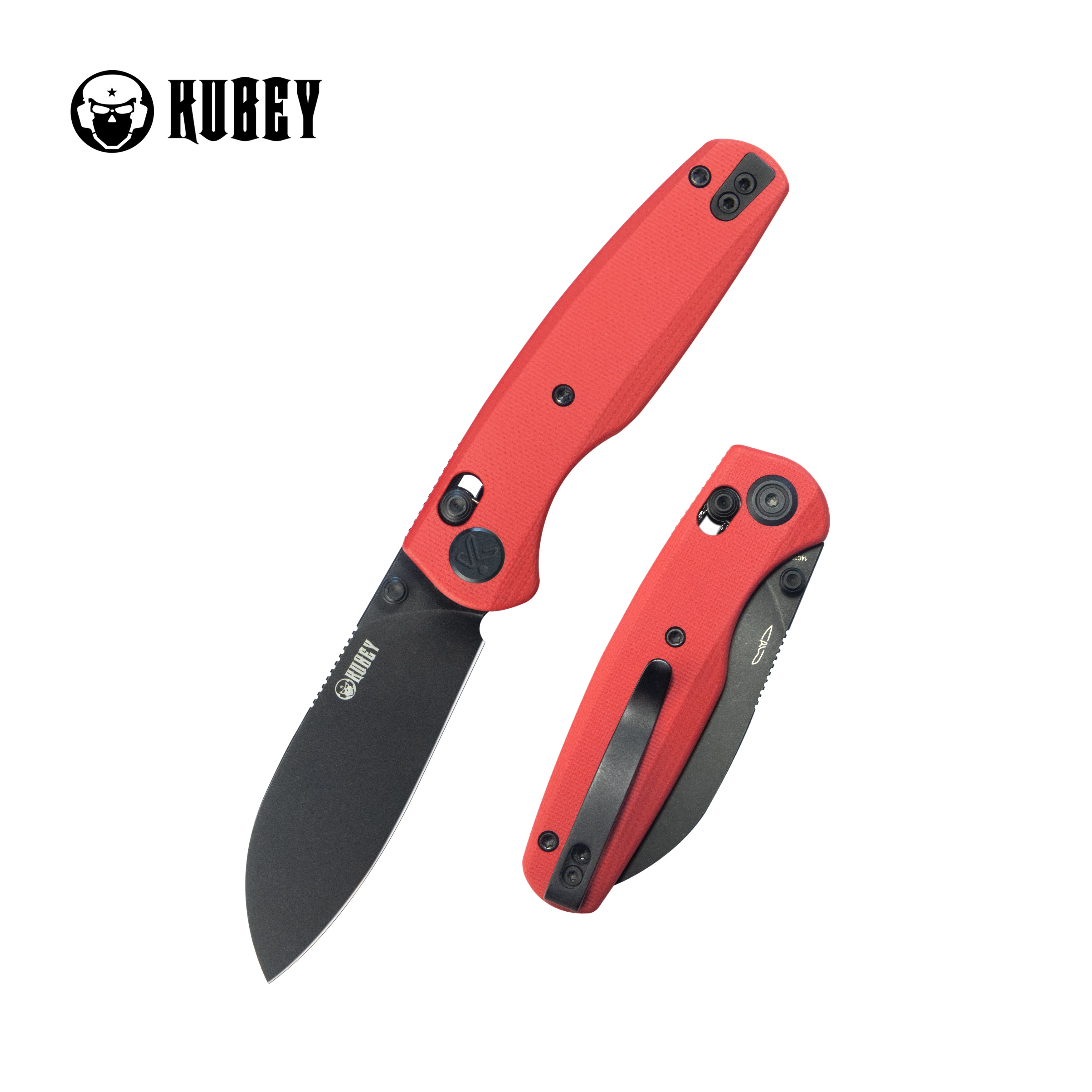 Kubey Breeze Every Carry Pocket Knife Crossbar Lock Red G10 Handle 3.03" Blackwash 14C28N Blade KU288F